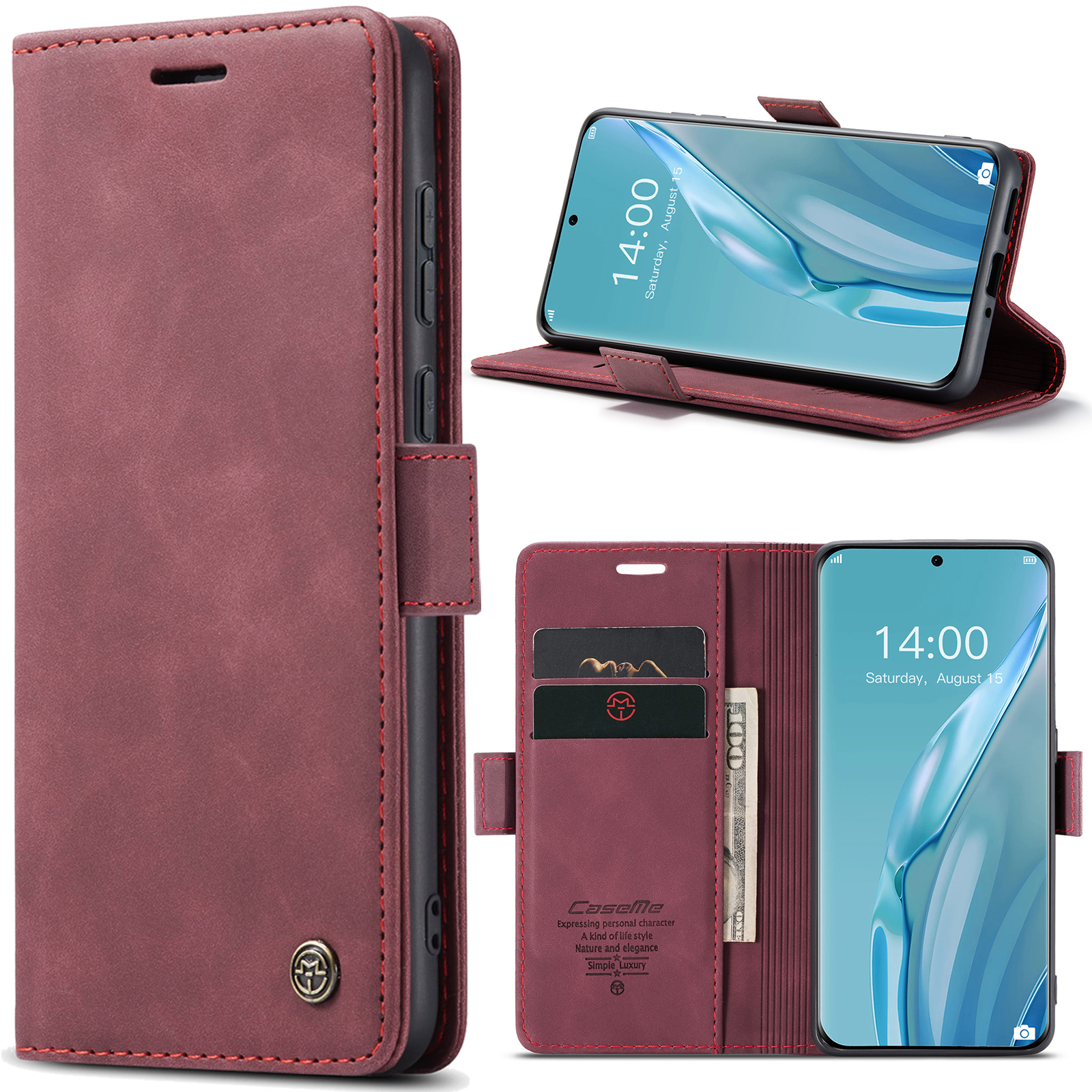 Caseme 013 -serie Für Huawei P60 Art PU Leder -ständer Wallet Hülle Schockdelie Telefonabdeckung - Weinrot, Huawei P60 Art
Caseme 013 -serie Für Huawei P60 Art PU Leder -ständer Wallet Hülle Schockdelie Telefonabdeckung - Weinrot, Huawei P60 Art