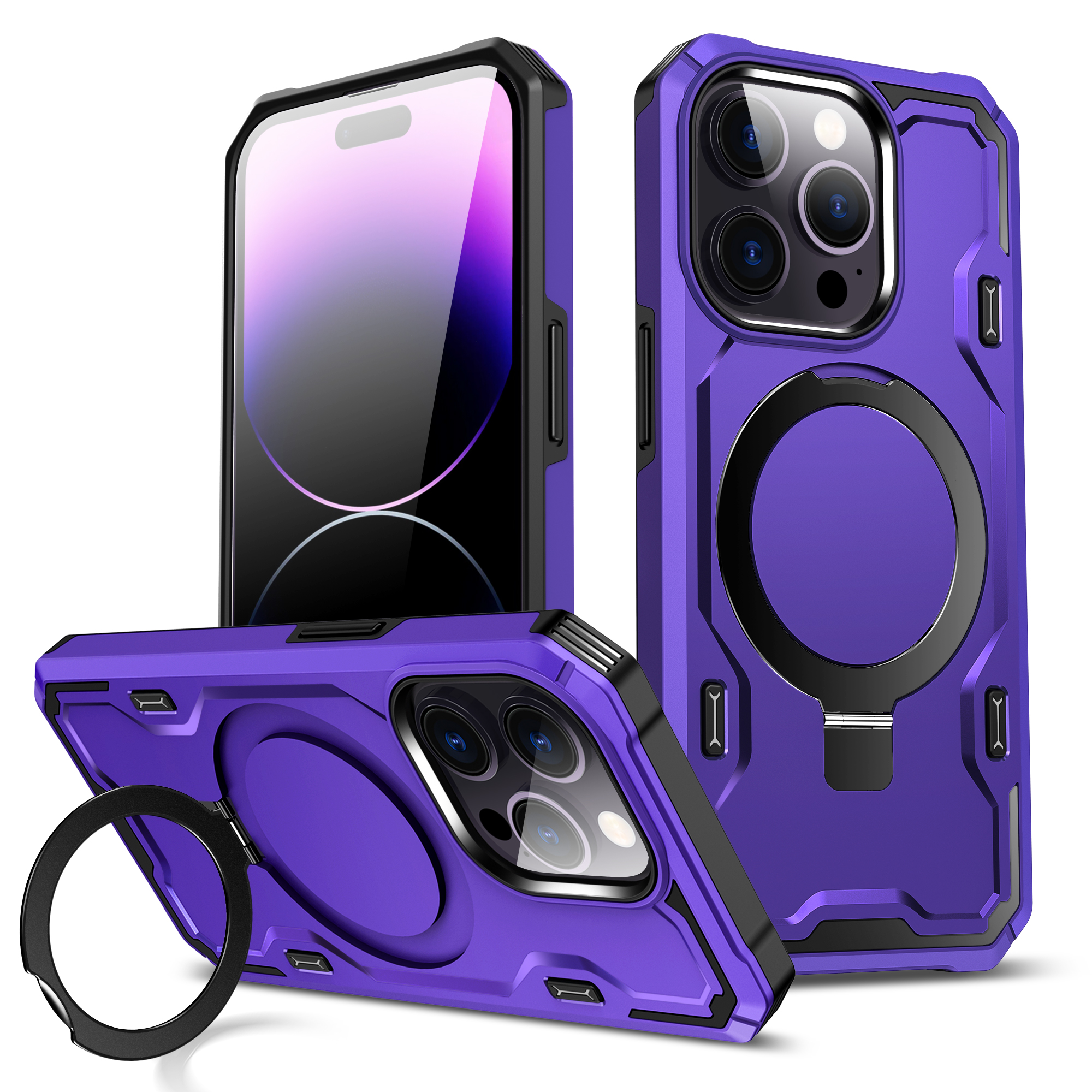 Für Iphone 14 Pro TPU + PC Hybrid Phone Hülle Invisible Ring Kickstand Magnetic Cover Kompatibel Mit Magsafe - Lila, iPhone 14 Pro
Für Iphone 14 Pro TPU + PC Hybrid Phone Hülle Invisible Ring Kickstand Magnetic Cover Kompatibel Mit Magsafe - Lila, iPhone 14 Pro
