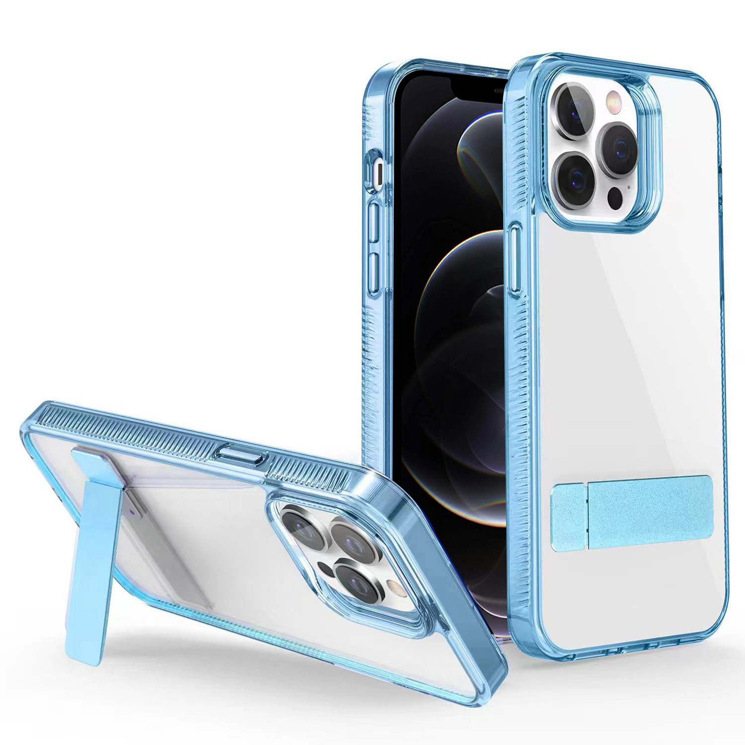 Style G Für Iphone 12 Pro Max Kickstand-telefonhülle Anti-drop TPU + Acryl-clear-telefonabdeckung - Blau, iPhone 12 Pro Max 
Style G Für Iphone 12 Pro Max Kickstand-telefonhülle Anti-drop TPU + Acryl-clear-telefonabdeckung - Blau, iPhone 12 Pro Max