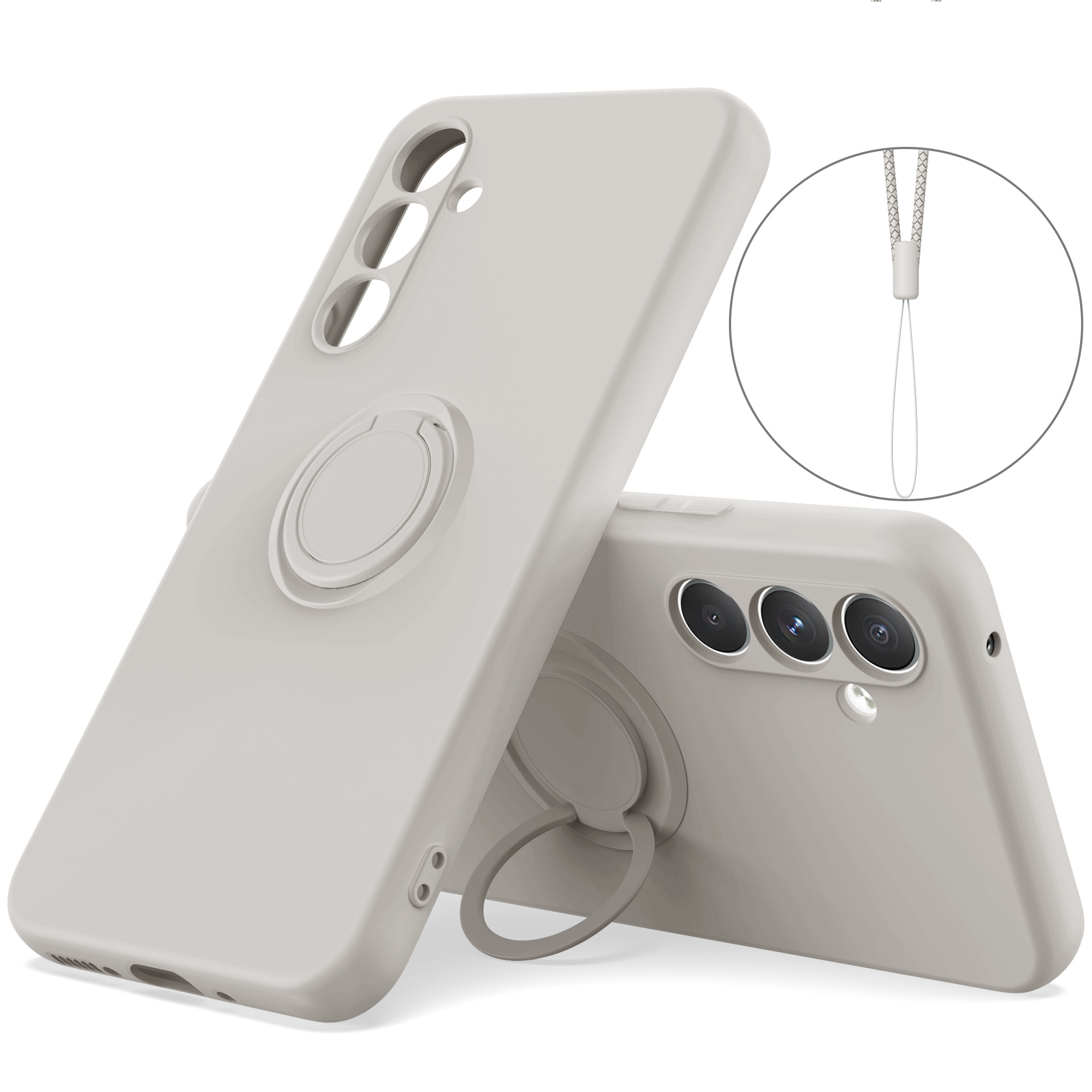 Für Samsung Galaxy A54 5G Ring Kickstand Telefonhülle Flüssige Silikonabdeckung Mit Handgelenkseil - Grau, Galaxy A54 5G
Für Samsung Galaxy A54 5G Ring Kickstand Telefonhülle Flüssige Silikonabdeckung Mit Handgelenkseil - Grau, Galaxy A54 5G