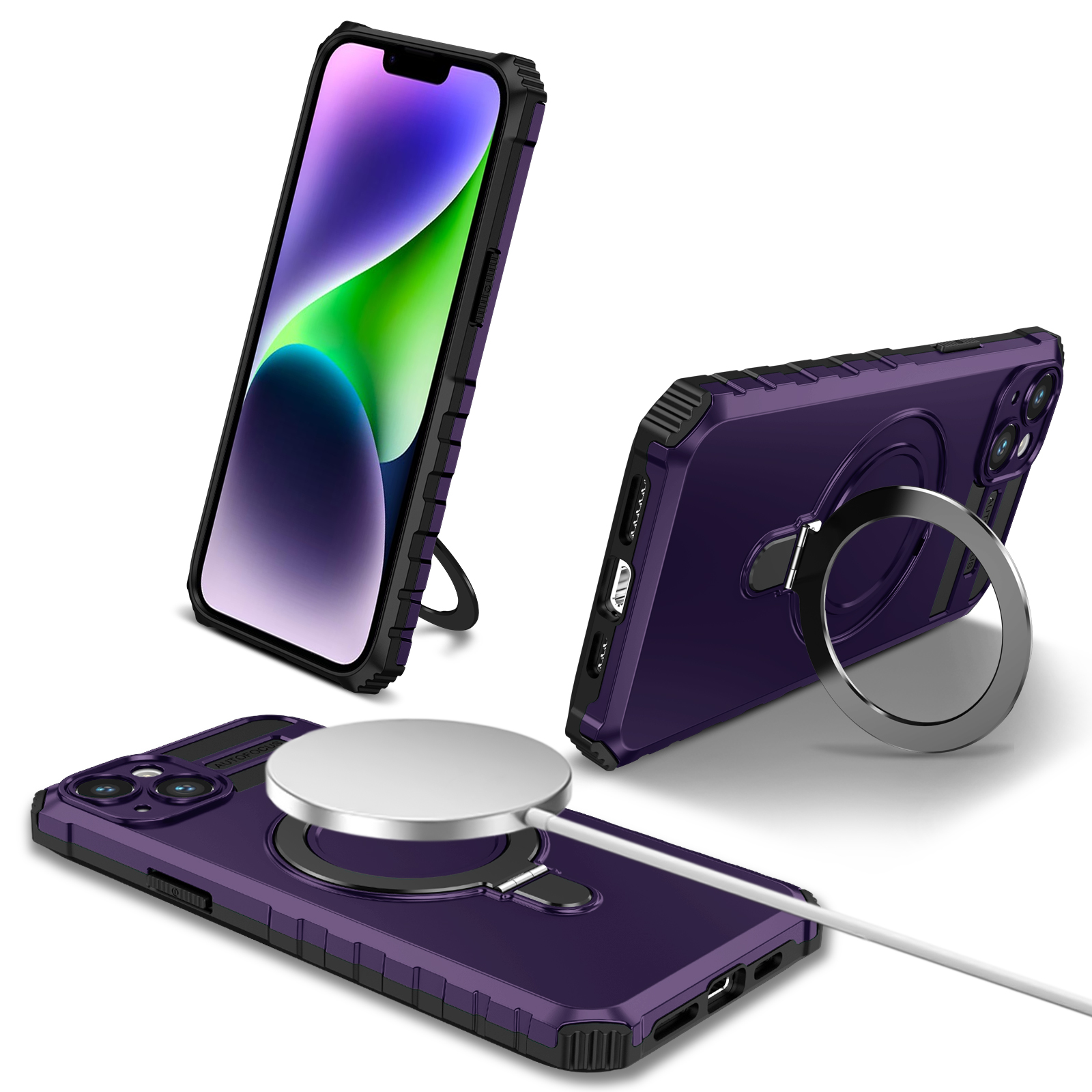 Kompatibel Mit Magsafe Ladegeräte -telefonabdeckung Für Iphone 14 Plus TPU+PC Kickstand Mattelefonhülle - Lila, iPhone 14 Plus
Kompatibel Mit Magsafe Ladegeräte -telefonabdeckung Für Iphone 14 Plus TPU+PC Kickstand Mattelefonhülle - Lila, iPhone 14 Plus