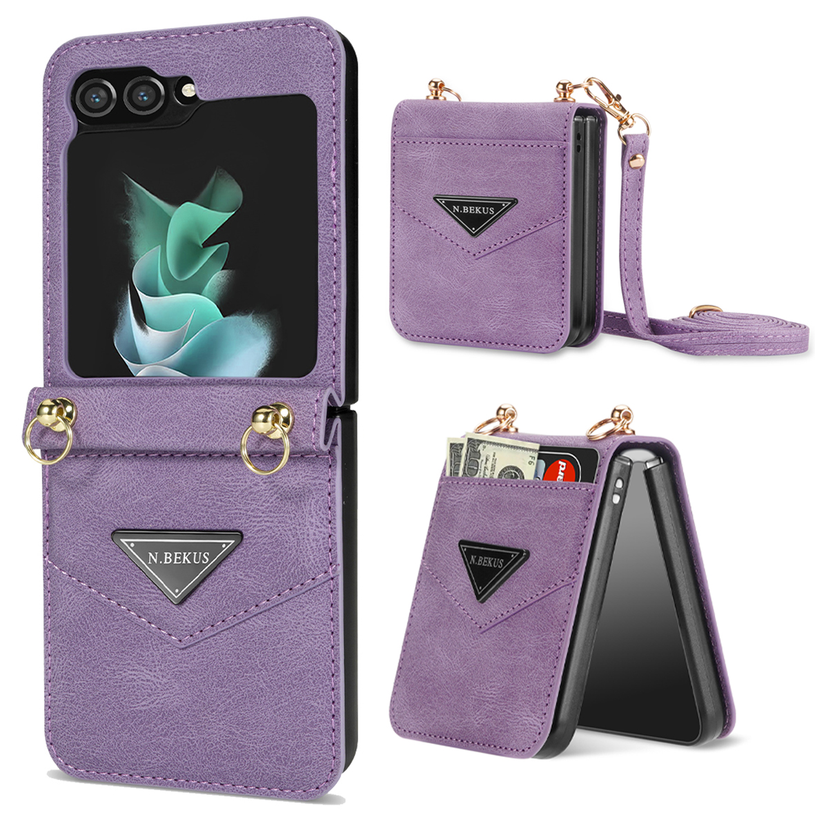 n. Bekus Kartenhalter Telefonabdeckung Für Samsung Galaxy Z Flip5 5g, PU Lederbeschichtete PC -schutzhülle Mit Lanyard - Lila, Galaxy Z Flip5 5G
n. Bekus Kartenhalter Telefonabdeckung Für Samsung Galaxy Z Flip5 5g, PU Lederbeschichtete PC -schutzhülle Mit Lanyard - Lila, Galaxy Z Flip5 5G
