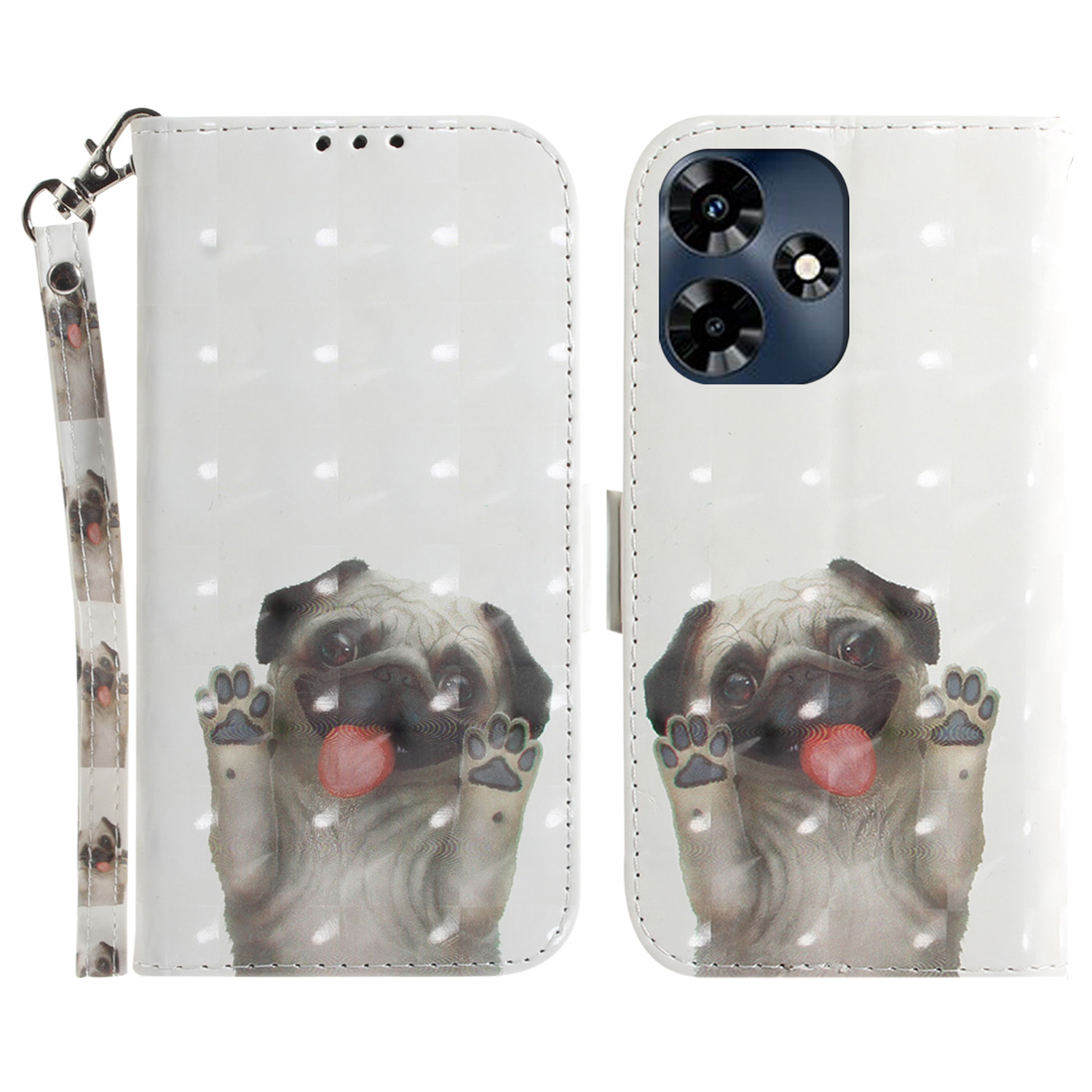 3d-muster Gedrucktes Gehäuse Für Infinix Hot 30 Anti-drogen-pu-leder-phone-standard-brieftasche Mit Riemen - Mops, Infinix Hot 30
3d-muster Gedrucktes Gehäuse Für Infinix Hot 30 Anti-drogen-pu-leder-phone-standard-brieftasche Mit Riemen - Mops, Infinix Hot 30