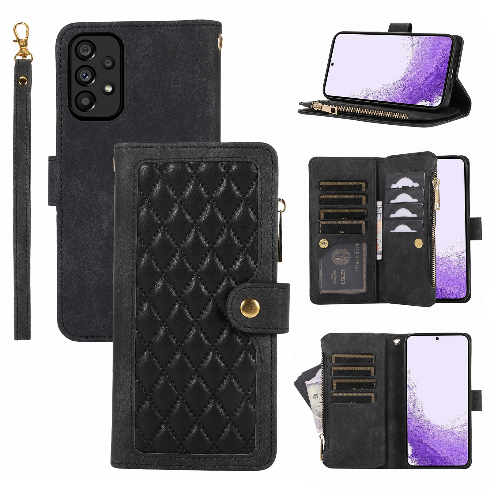 Für Samsung Galaxy A53 5G Multiple Card Slots Rhombus Leder Hülle Reißverschluss Pocket Phone Deckung - Schwarz, Samsung Galaxy A53 5G
Für Samsung Galaxy A53 5G Multiple Card Slots Rhombus Leder Hülle Reißverschluss Pocket Phone Deckung - Schwarz, Samsung Galaxy A53 5G