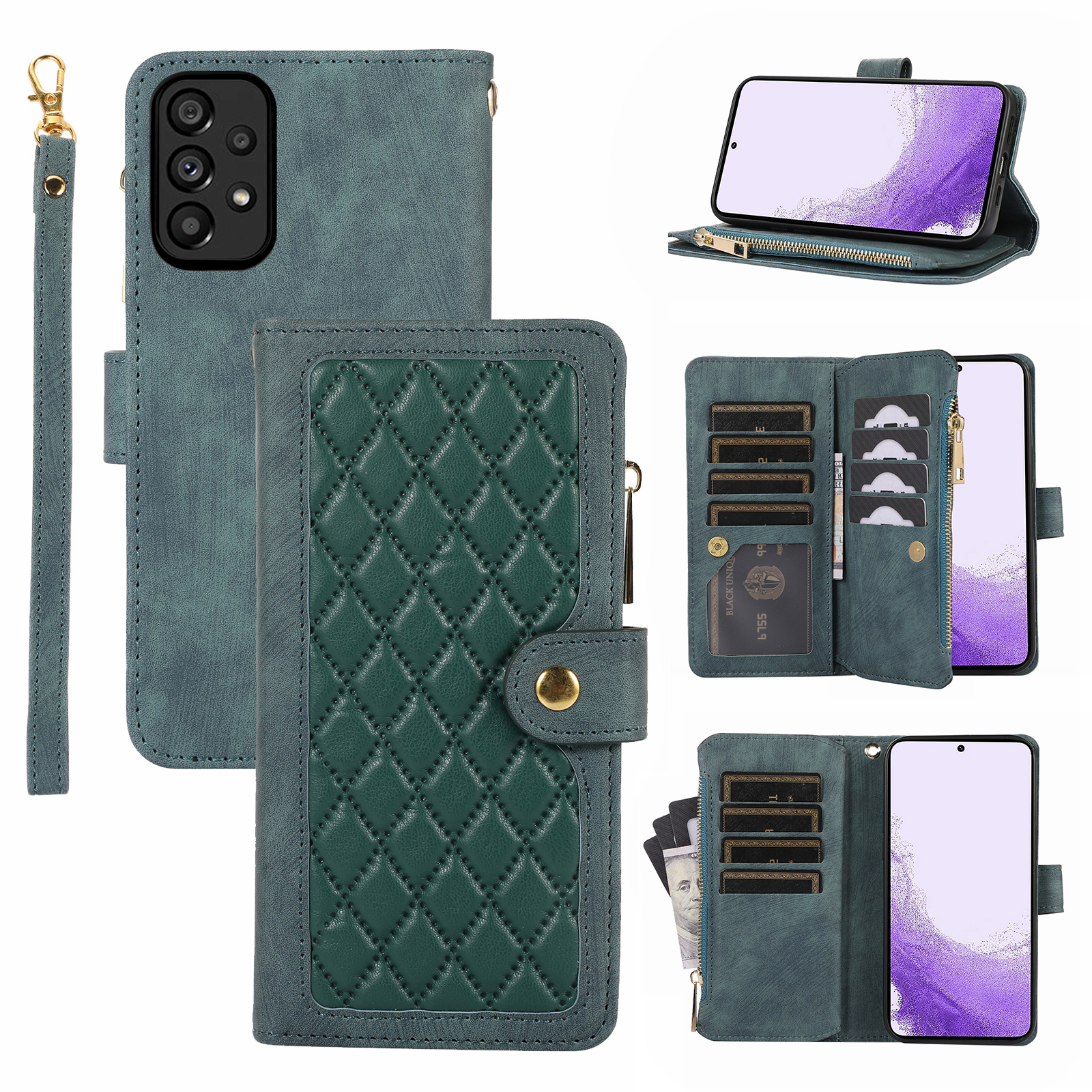 Für Samsung Galaxy A53 5G Multiple Card Slots Rhombus Leder Hülle Reißverschluss Pocket Phone Deckung - Grün, Samsung Galaxy A53 5G
Für Samsung Galaxy A53 5G Multiple Card Slots Rhombus Leder Hülle Reißverschluss Pocket Phone Deckung - Grün, Samsung Galaxy A53 5G