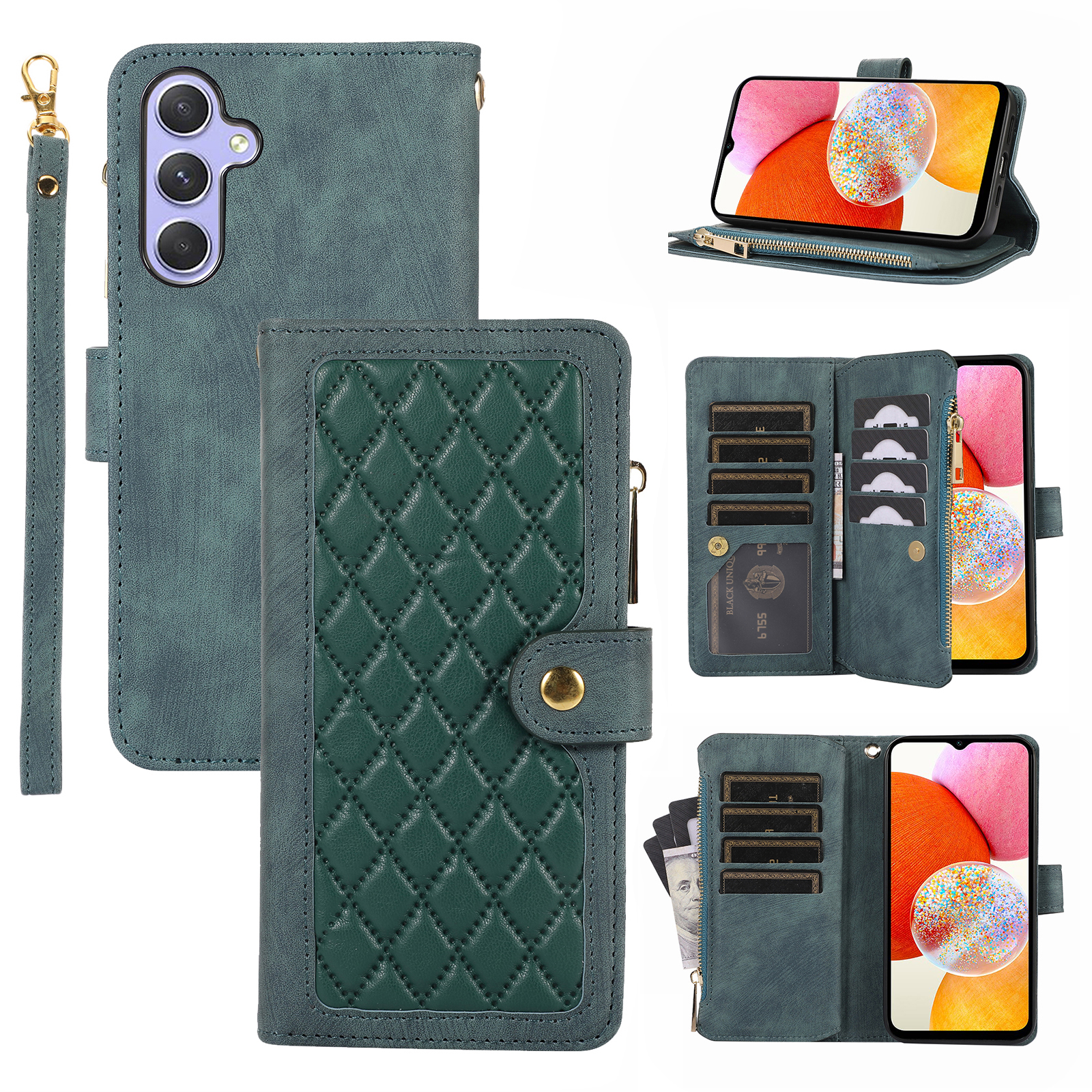 Für Samsung Galaxy A34 5G Reißverschluss Pocket Phone Hülle Mehrere Karten -slots PU -leder -rhombusabdeckung - Grün, Galaxy A34 5G
Für Samsung Galaxy A34 5G Reißverschluss Pocket Phone Hülle Mehrere Karten -slots PU -leder -rhombusabdeckung - Grün, Galaxy A34 5G