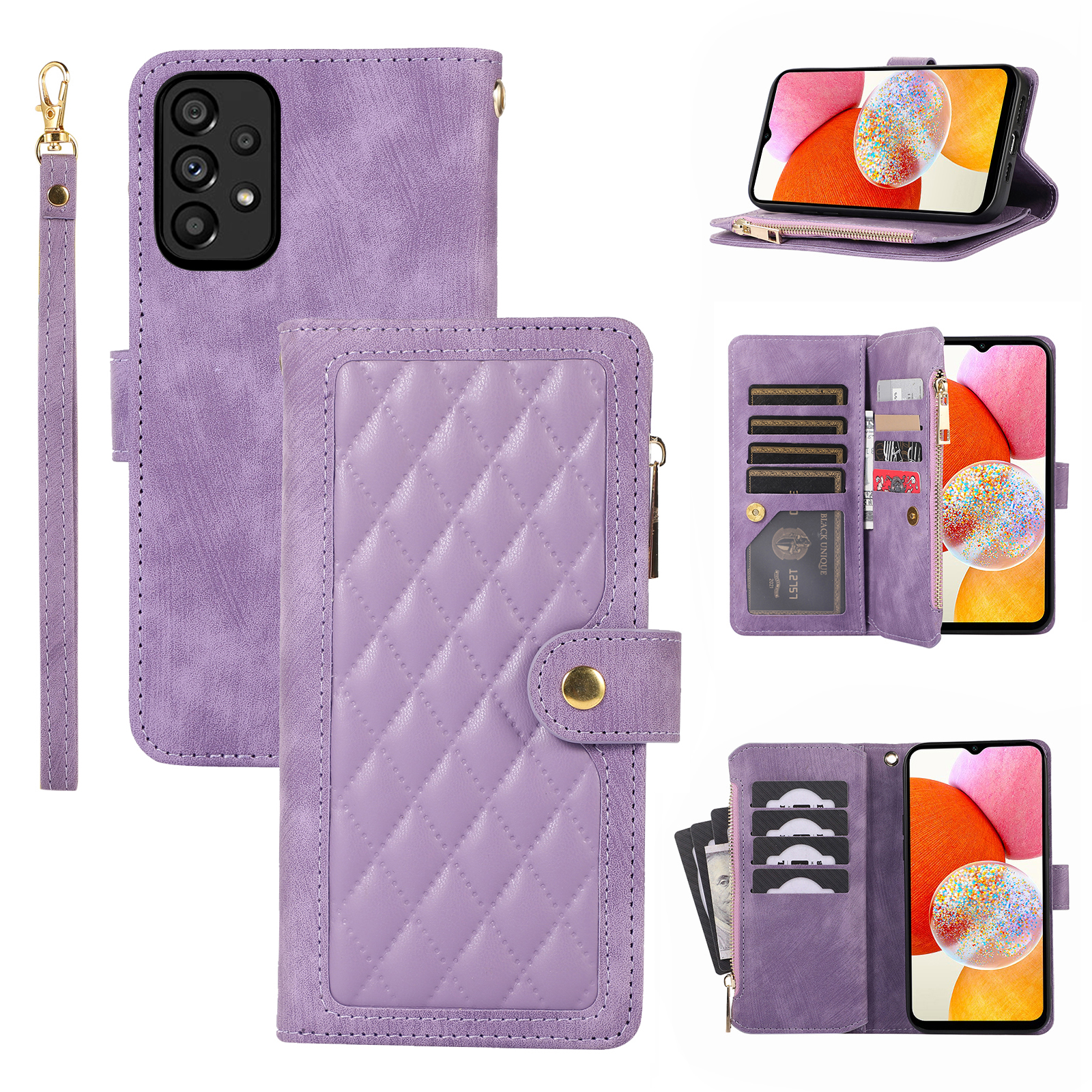 Für Samsung Galaxy A33 5G Rhombus PU Leder Mehrere Kartensteckplätze Hülle Reißverschluss Pocket Phone Deckung - Lila, Samsung Galaxy A33 5G
Für Samsung Galaxy A33 5G Rhombus PU Leder Mehrere Kartensteckplätze Hülle Reißverschluss Pocket Phone Deckung - Lila, Samsung Galaxy A33 5G