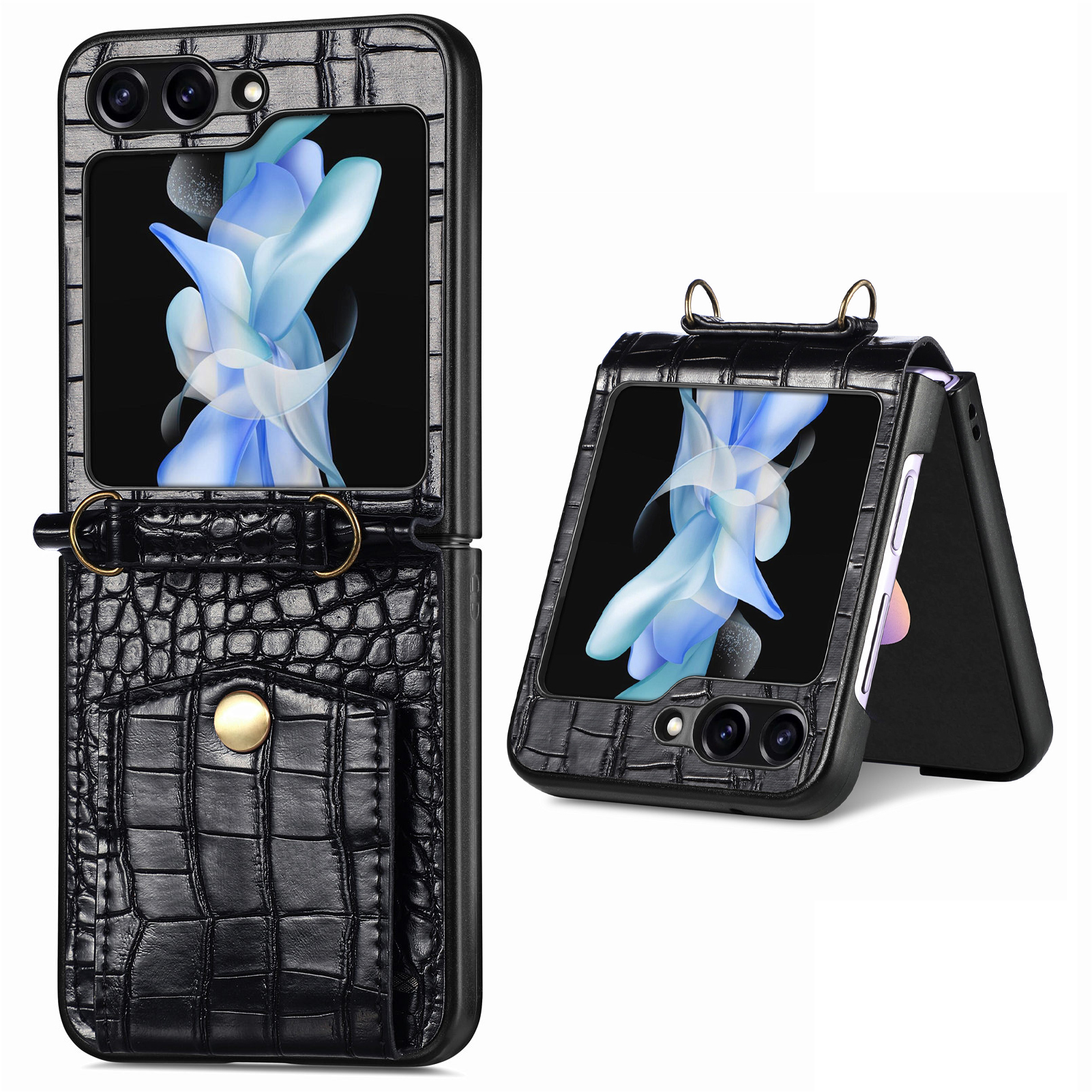 Für Samsung Galaxy Z Flip5 5G Leder+pc Crocodile Texture Phone Cart Card Slots Kickstand RFID -blockierungsabdeckung Mit Schultergurt - Schwarz, Galaxy Z Flip5 5G
Für Samsung Galaxy Z Flip5 5G Leder+pc Crocodile Texture Phone Cart Card Slots Kickstand RFID -blockierungsabdeckung Mit Schultergurt - Schwarz, Galaxy Z Flip5 5G
