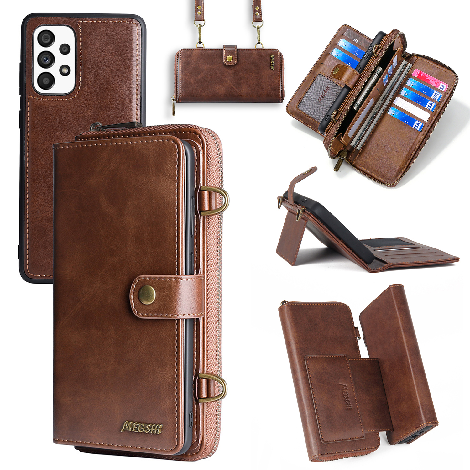 Megshi 020 -serie Für Samsung Galaxy A23 4g / A23 5G (globale Version) Abnehmbar 2-in-1-brieftaschenhülle PU Lederständer Telefonabdeckung - Braun, Galaxy A23 5G (Global Version)
Megshi 020 -serie Für Samsung Galaxy A23 4g / A23 5G (globale Version) Abnehmbar 2-in-1-brieftaschenhülle PU Lederständer Telefonabdeckung - Braun, Galaxy A23 5G (Global Version)