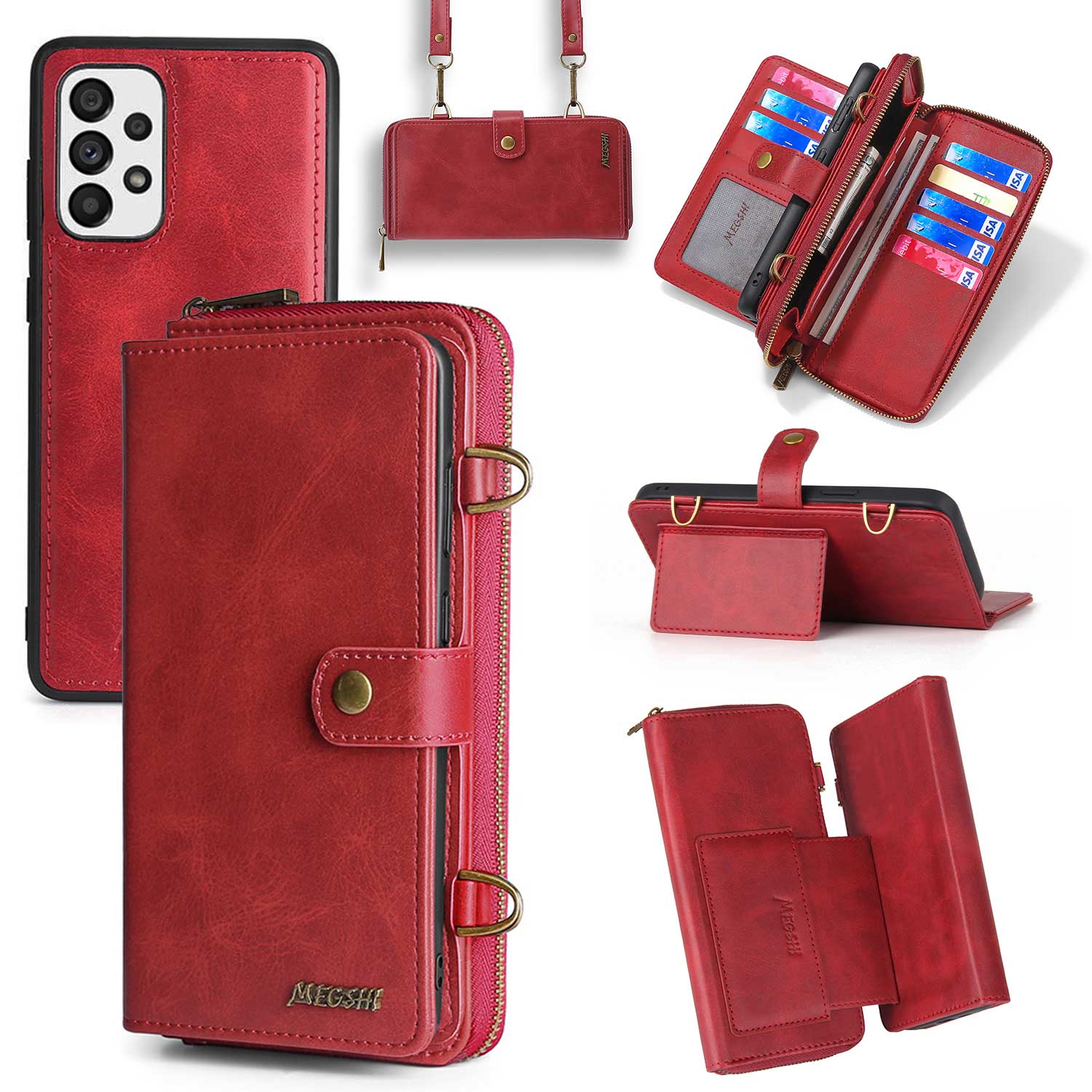 Megshi 020 -serie Für Samsung Galaxy A23 4g / A23 5G (globale Version) Abnehmbar 2-in-1-brieftaschenhülle PU Lederständer Telefonabdeckung - Rot, Galaxy A23 5G (Global Version)
Megshi 020 -serie Für Samsung Galaxy A23 4g / A23 5G (globale Version) Abnehmbar 2-in-1-brieftaschenhülle PU Lederständer Telefonabdeckung - Rot, Galaxy A23 5G (Global Version)