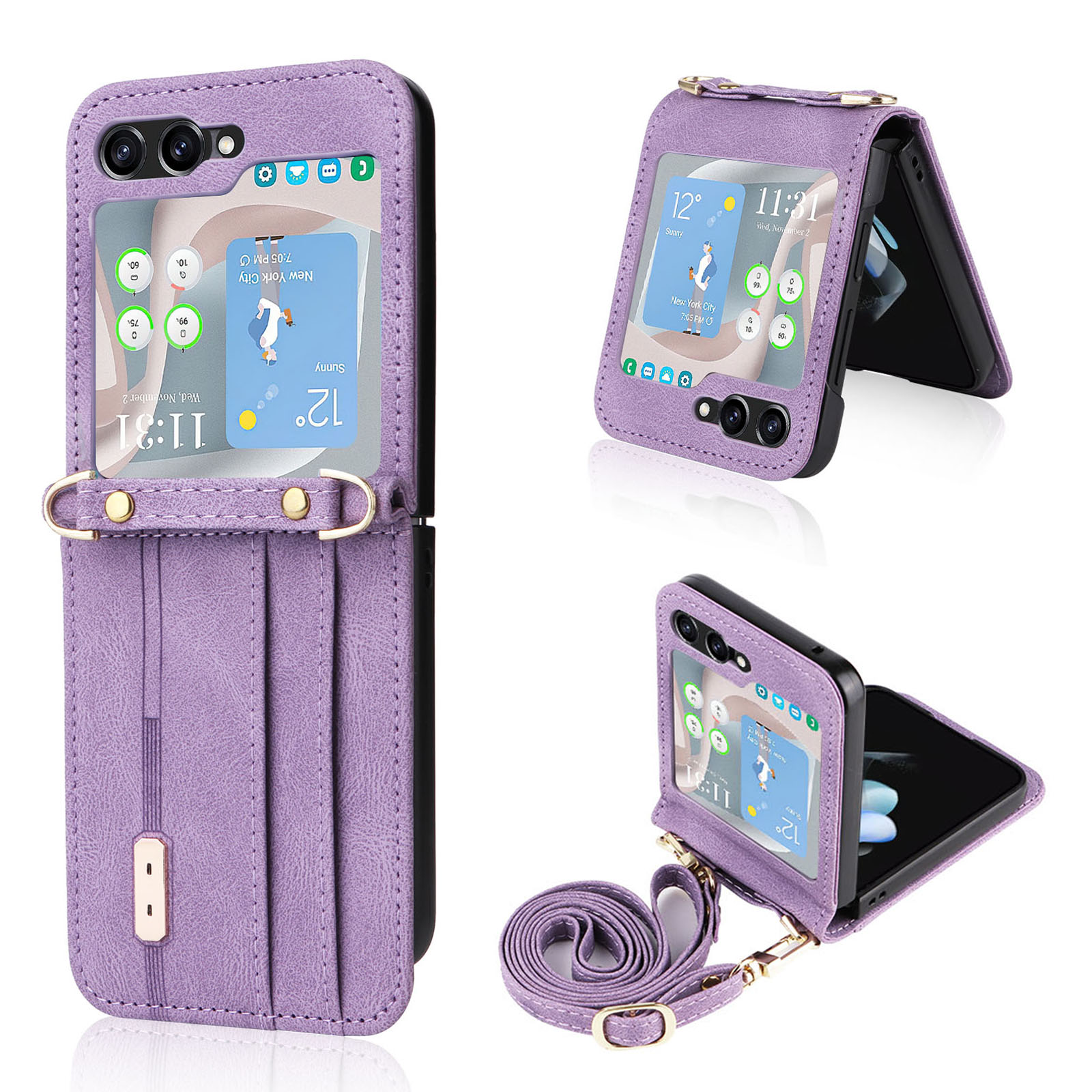 Für Samsung Galaxy Z Flip5 5G PU Lederbeschichtete PC -abdeckungskartenhalter Faltet Telefonhülle Mit Langem Lanyard - Lila, Galaxy Z Flip5 5G
Für Samsung Galaxy Z Flip5 5G PU Lederbeschichtete PC -abdeckungskartenhalter Faltet Telefonhülle Mit Langem Lanyard - Lila, Galaxy Z Flip5 5G