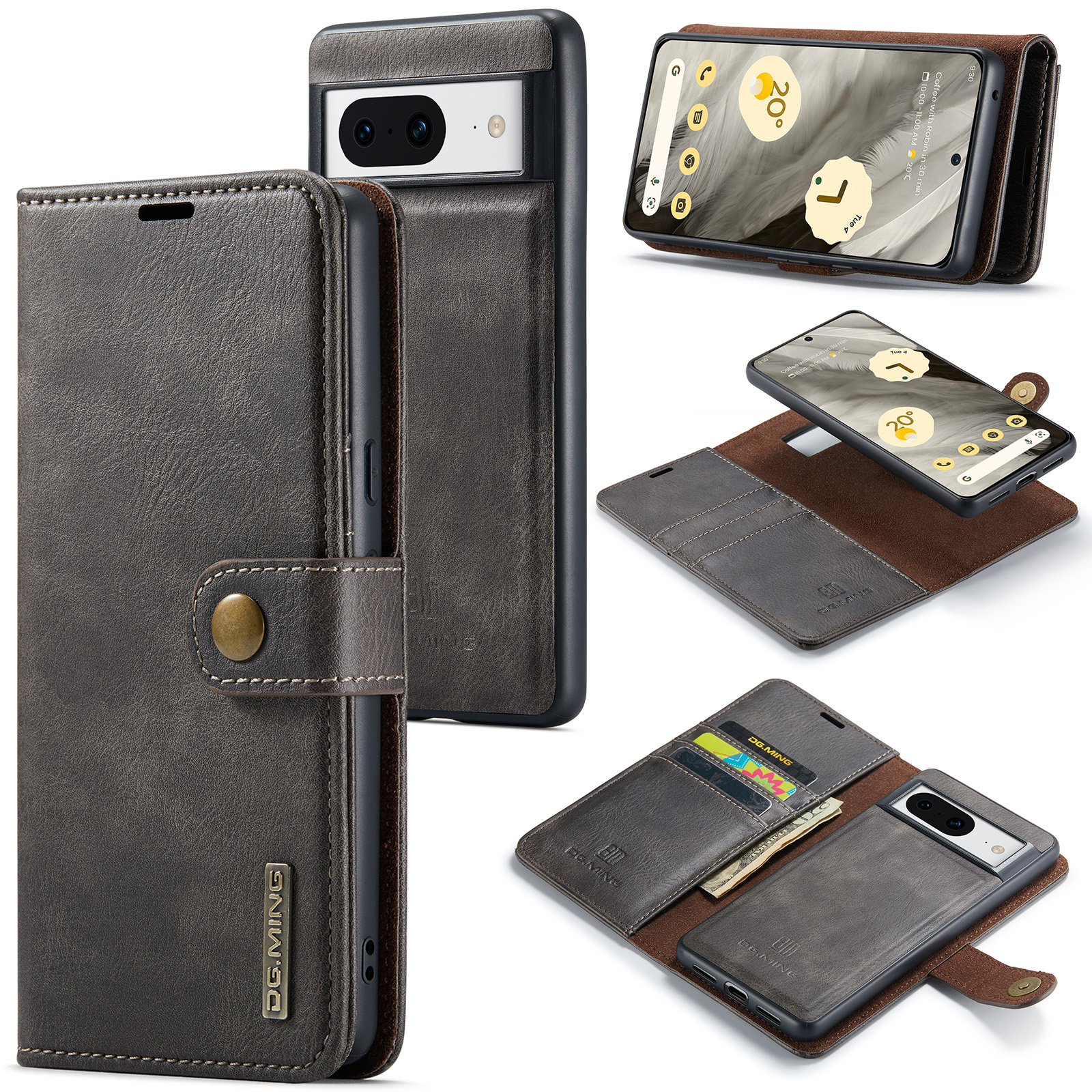 Dg. Ming Für Google Pixel 8 Abnehmbarer Magnethülle Fall Drop Proof Split Leder Brieftasche Cover - Grau, Google Pixel 8
Dg. Ming Für Google Pixel 8 Abnehmbarer Magnethülle Fall Drop Proof Split Leder Brieftasche Cover - Grau, Google Pixel 8