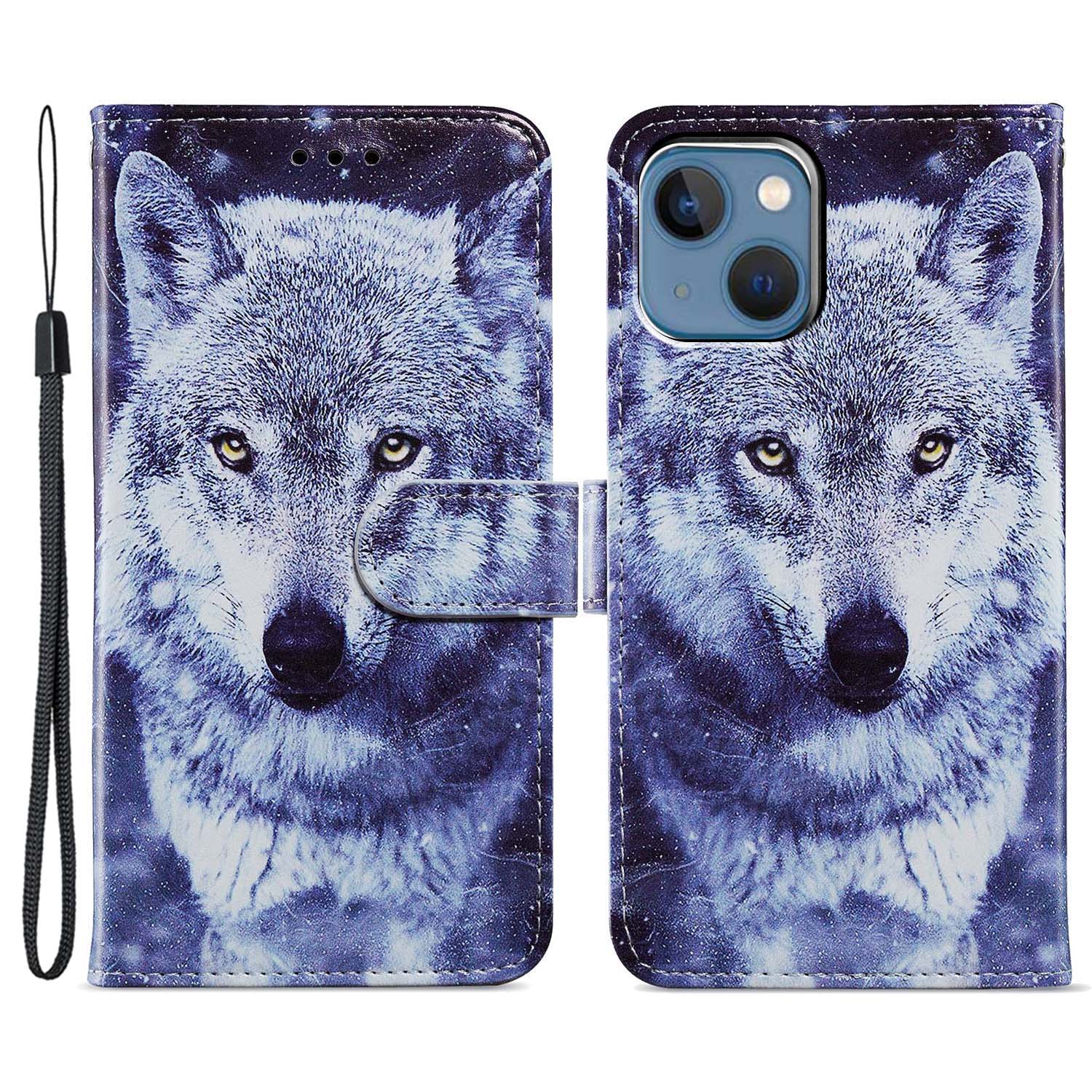 Für Iphone 15 PU Leder Flip Cover Wallet Ständer Muster Druckphase Mit Riemen - Weißer Wolf, iPhone 15
Für Iphone 15 PU Leder Flip Cover Wallet Ständer Muster Druckphase Mit Riemen - Weißer Wolf, iPhone 15
