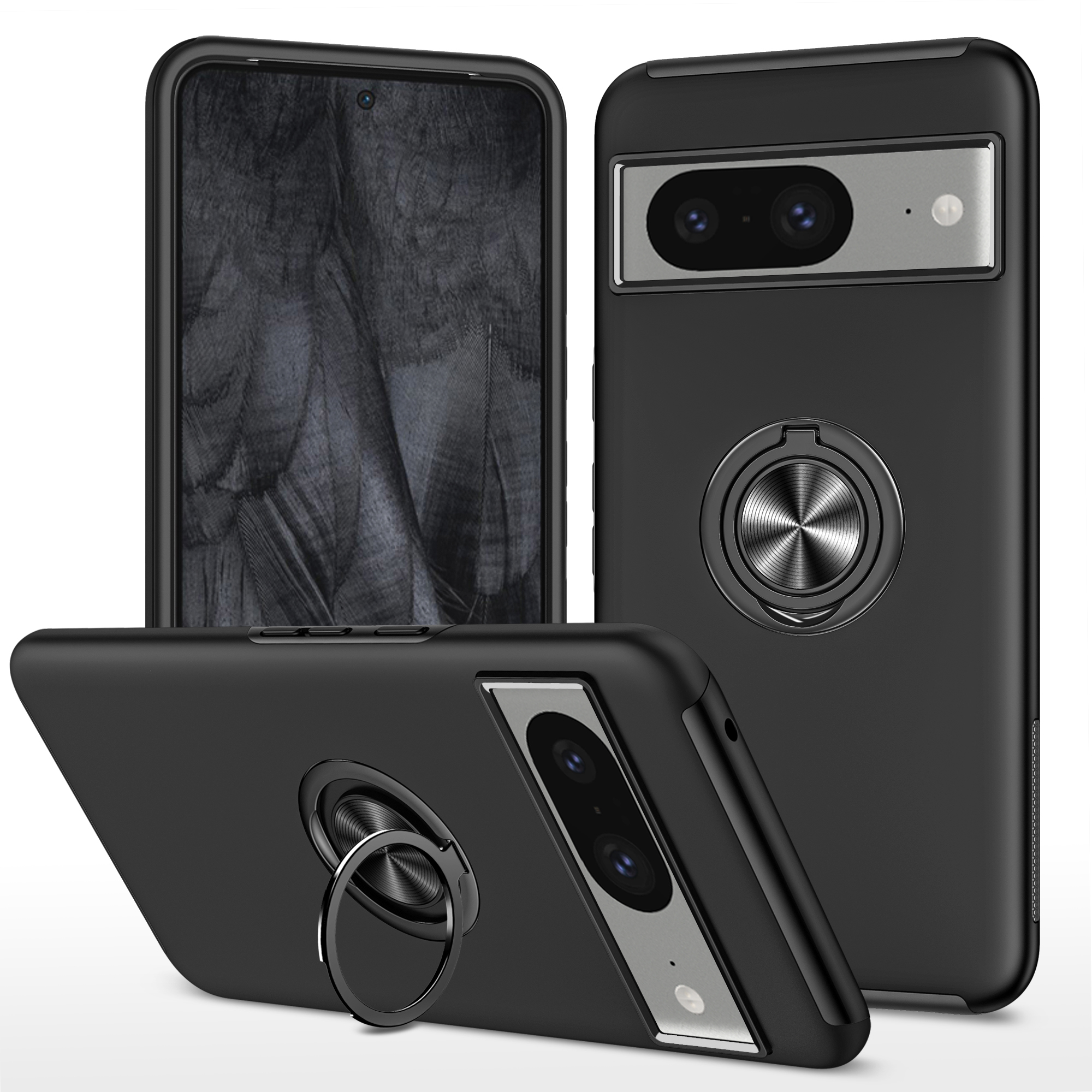 Ringkickstand-koffer Für Google Pixel 8, Hard PC+Soft TPU Drop-proof-telefonabdeckung - Schwarz, Google Pixel 8
Ringkickstand-koffer Für Google Pixel 8, Hard PC+Soft TPU Drop-proof-telefonabdeckung - Schwarz, Google Pixel 8