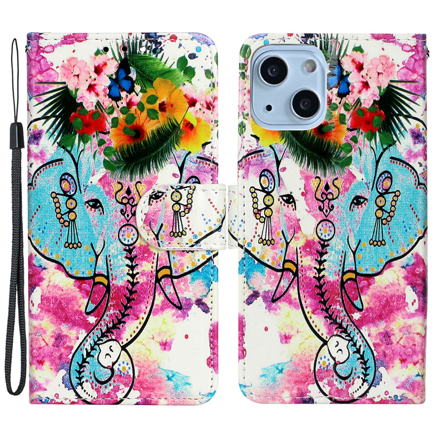Musterdruck Leder Brieftaschenhülle Für Iphone 15, Drop-sof-proof-telefonständer Cover - Blumenelefant, iPhone 15
Musterdruck Leder Brieftaschenhülle Für Iphone 15, Drop-sof-proof-telefonständer Cover - Blumenelefant, iPhone 15