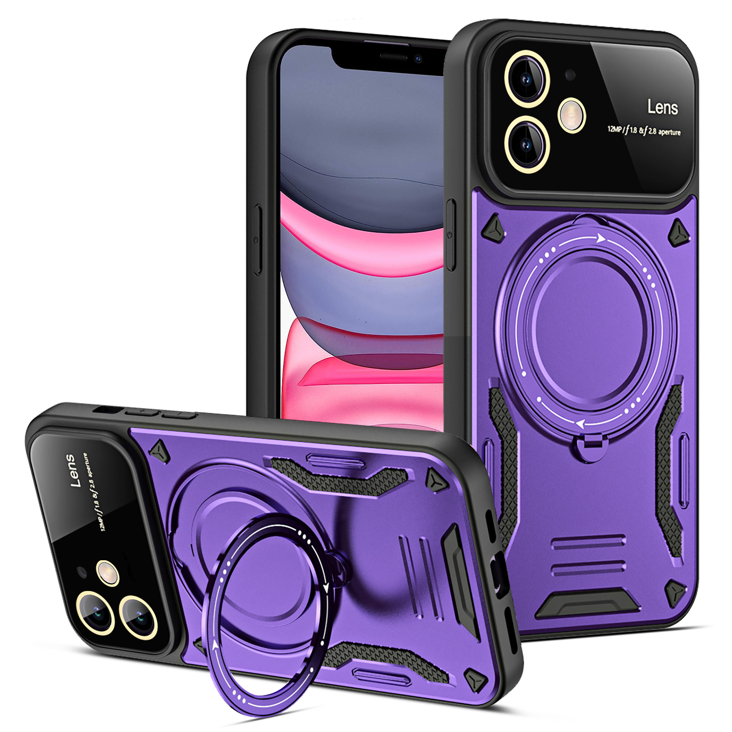 Kratzerfestes Gehäuse Für Iphone 11 Kompatibel Mit Magsafe PC+TPU -kickstand -telefonabdeckung - Lila, iPhone 11
Kratzerfestes Gehäuse Für Iphone 11 Kompatibel Mit Magsafe PC+TPU -kickstand -telefonabdeckung - Lila, iPhone 11