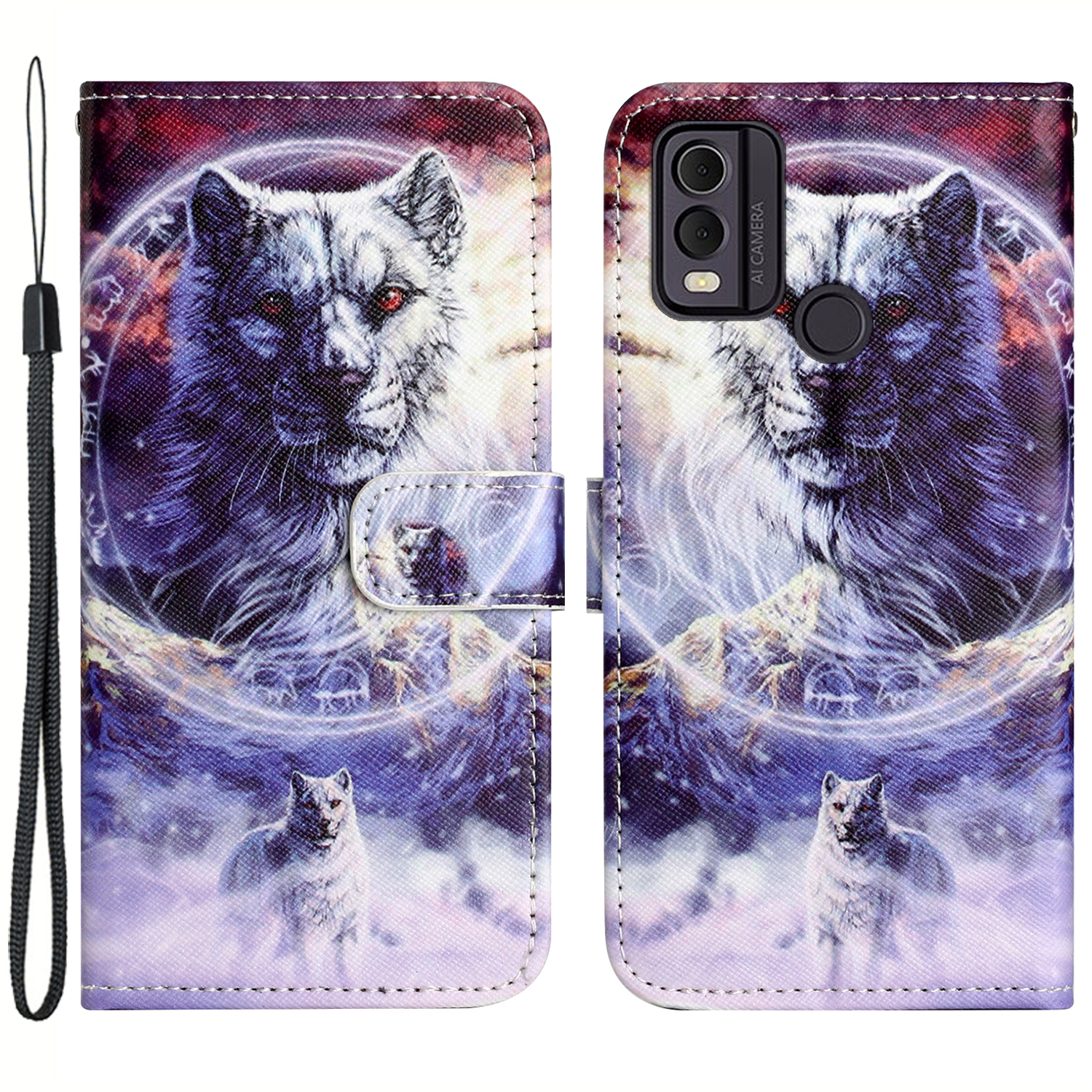 Für Nokia C32 / C22 PU Leder Brieftasche Telefonhülle 3D Muster Druck Telefonständer Cover - Schneewolf, Nokia C32
Für Nokia C32 / C22 PU Leder Brieftasche Telefonhülle 3D Muster Druck Telefonständer Cover - Schneewolf, Nokia C32