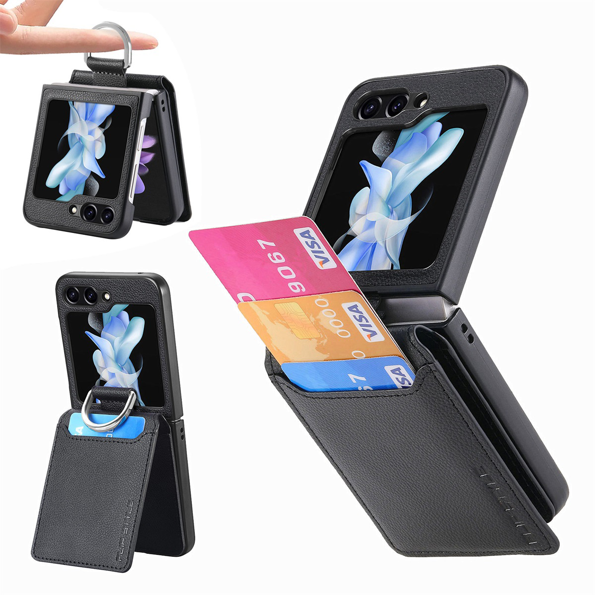 Junsunmay Für Samsung Galaxy Z Flip5 5G Kartenhalter Kickstand Telefonfall Litchi Textur PU+PC Telefonabdeckung - Schwarz, Galaxy Z Flip5 5G
Junsunmay Für Samsung Galaxy Z Flip5 5G Kartenhalter Kickstand Telefonfall Litchi Textur PU+PC Telefonabdeckung - Schwarz, Galaxy Z Flip5 5G