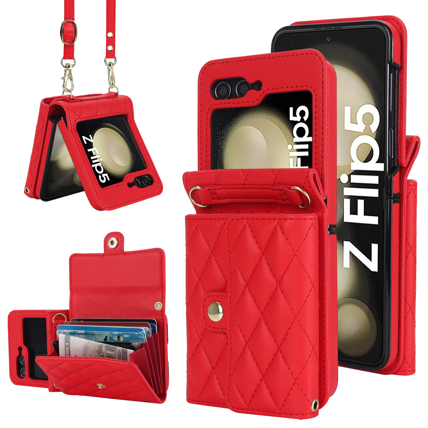 ZD 03 Telefonhülle Für Samsung Galaxy Z Flip5 5G PU Leder + PC RFID -blockierungsbrieftasche Mit Riemen - Rot, Galaxy Z Flip5 5G
ZD 03 Telefonhülle Für Samsung Galaxy Z Flip5 5G PU Leder + PC RFID -blockierungsbrieftasche Mit Riemen - Rot, Galaxy Z Flip5 5G