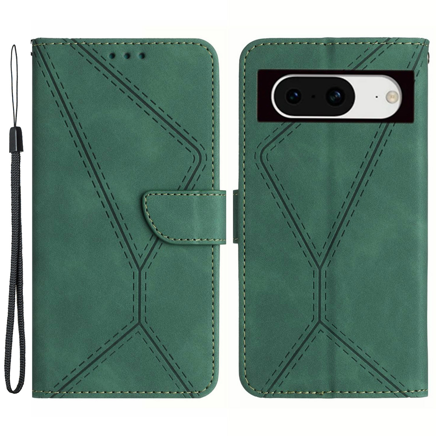 HT05 Skin-touch-telefonhülle Für Google Pixel 8, Geprägte Linie Pu-leder-stand Wallet Flip Cover - Grün, Google Pixel 8
HT05 Skin-touch-telefonhülle Für Google Pixel 8, Geprägte Linie Pu-leder-stand Wallet Flip Cover - Grün, Google Pixel 8