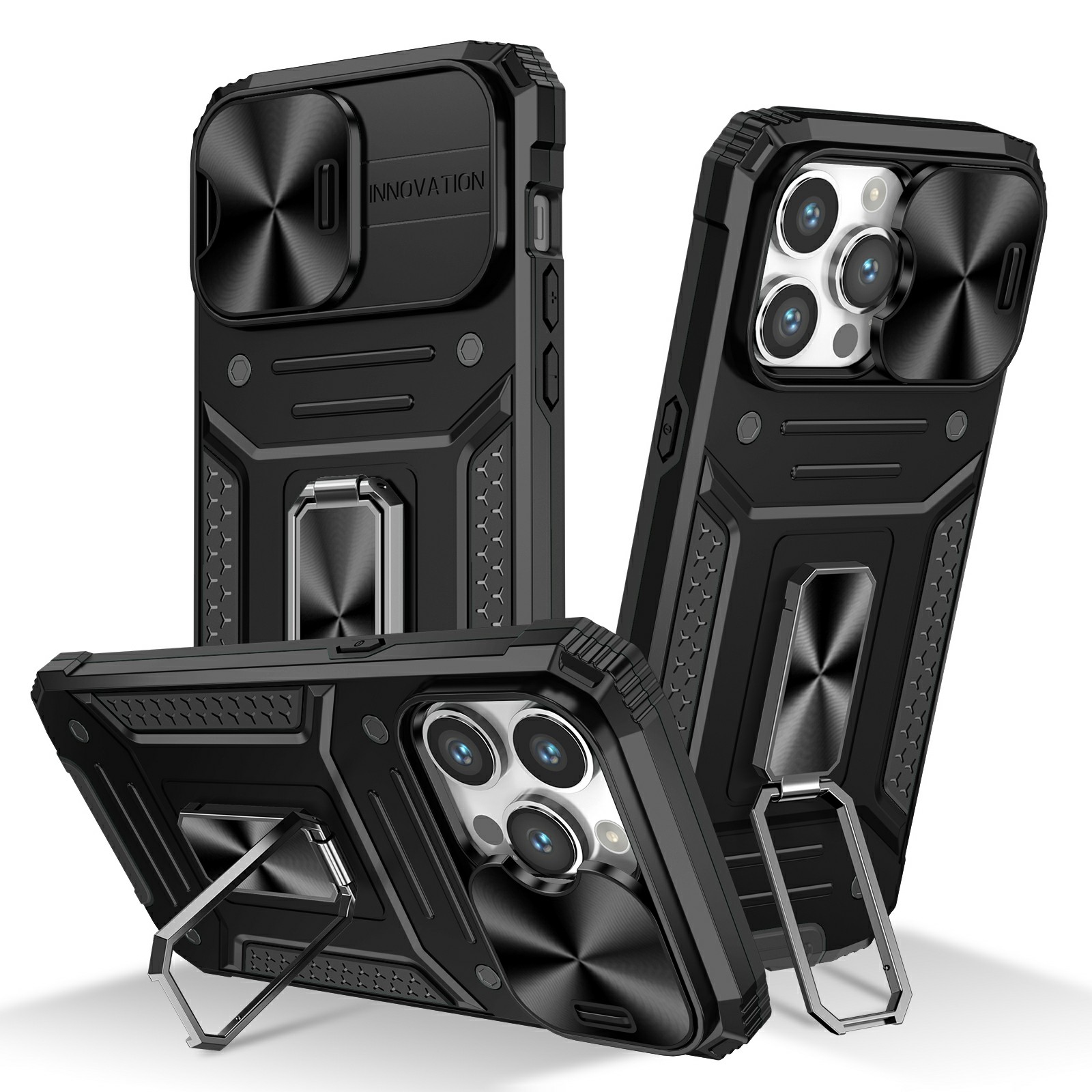 Für Das Iphone 15 Pro-objektivschutz-telefonfall Anti-kratzer-pc+tpu-kickstand-cover - Schwarz, iPhone 15 Pro
Für Das Iphone 15 Pro-objektivschutz-telefonfall Anti-kratzer-pc+tpu-kickstand-cover - Schwarz, iPhone 15 Pro