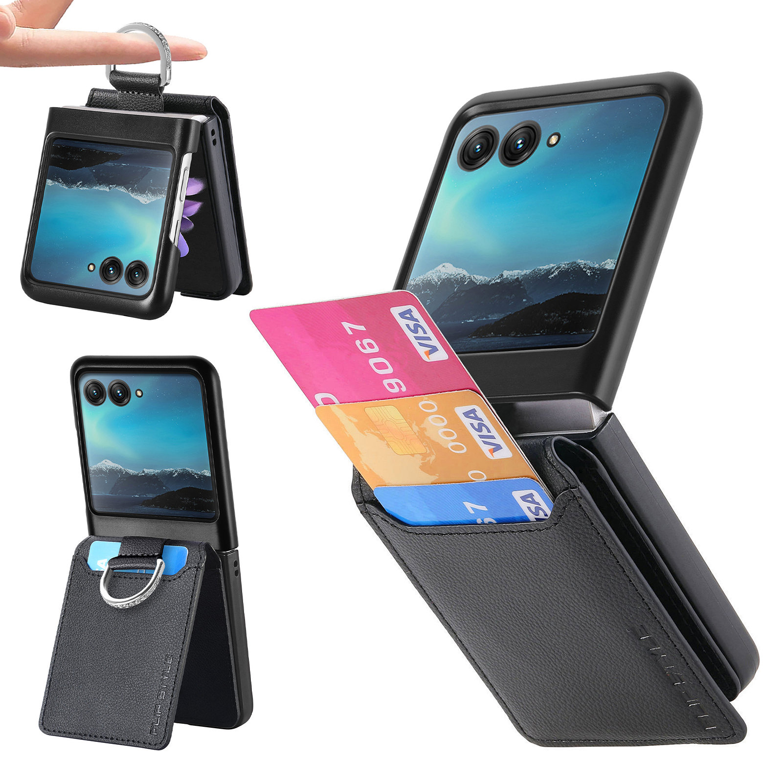 Kartenhalter -telefonhülle Für Motorola Razr 40 Ultra 5g, Ringhalter Lederbeschichtete PC -kickstand - Schwarz, Motorola Razr 40 Ultra 5G
Kartenhalter -telefonhülle Für Motorola Razr 40 Ultra 5g, Ringhalter Lederbeschichtete PC -kickstand - Schwarz, Motorola Razr 40 Ultra 5G