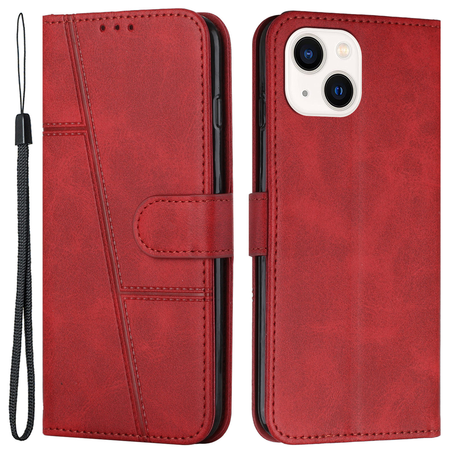 Für Iphone 15 PU Lederständer Folio Deckelte Textur Brieftasche Telefonhülle Mit Riemen - Rot, iPhone 15
Für Iphone 15 PU Lederständer Folio Deckelte Textur Brieftasche Telefonhülle Mit Riemen - Rot, iPhone 15
