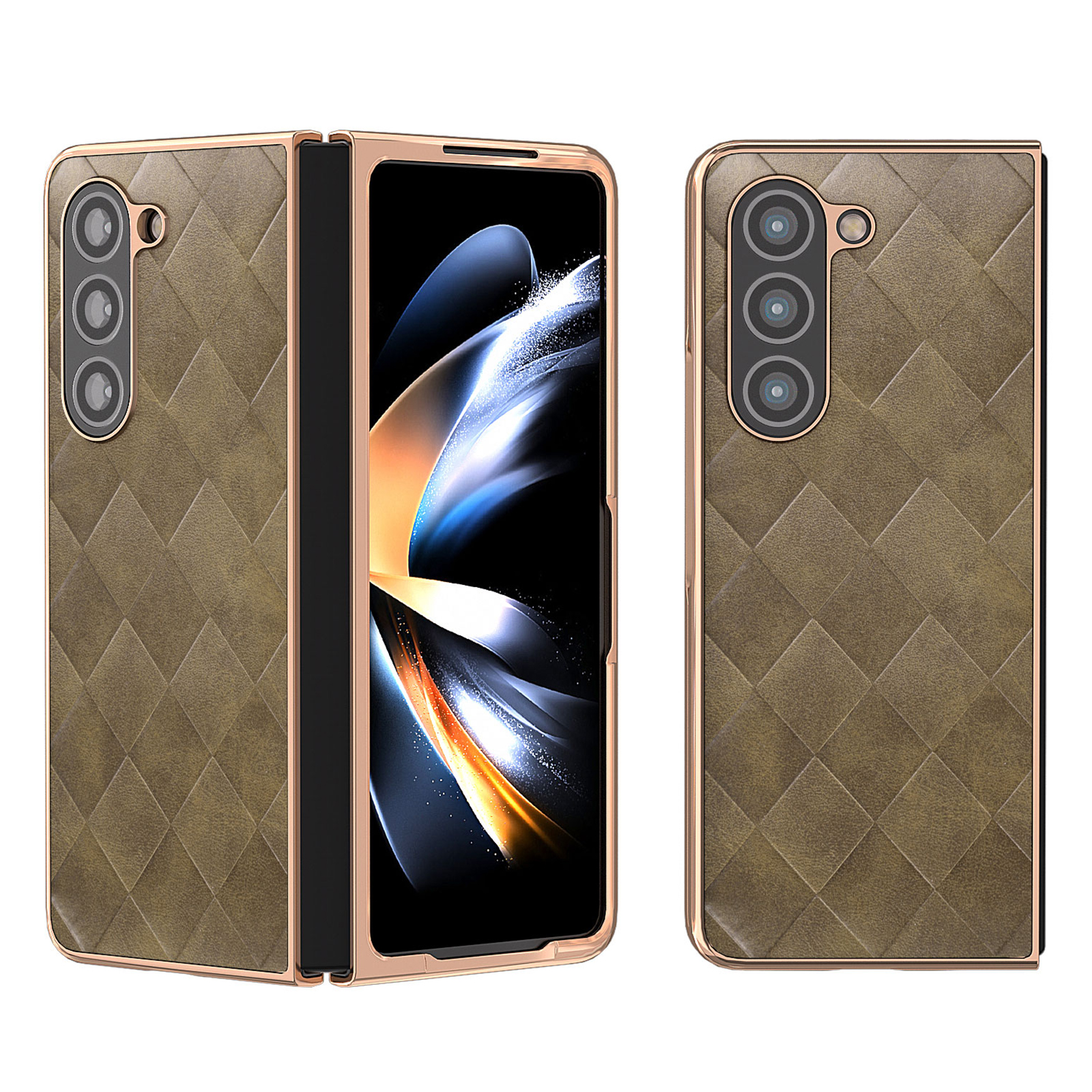 Für Samsung Galaxy Z Fold5 5G Grid Texture Phone Hülle PU -leder + PC -shell -faltabdeckung - Grün, Galaxy Z Fold5 5G 
Für Samsung Galaxy Z Fold5 5G Grid Texture Phone Hülle PU -leder + PC -shell -faltabdeckung - Grün, Galaxy Z Fold5 5G