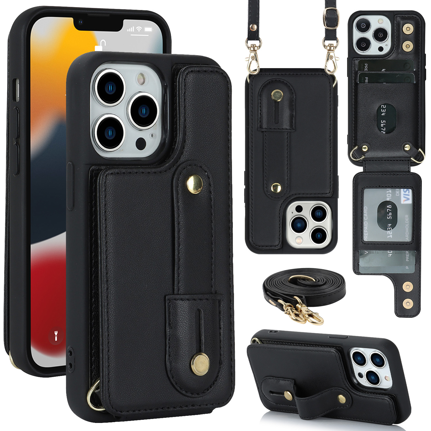 Für Iphone 15 Pro PU Leder Beschichtete TPU -telefonabdeckungskarten -slots Kickstand Hülle Mit Schultergurt - Schwarz, iPhone 15 Pro
Für Iphone 15 Pro PU Leder Beschichtete TPU -telefonabdeckungskarten -slots Kickstand Hülle Mit Schultergurt - Schwarz, iPhone 15 Pro