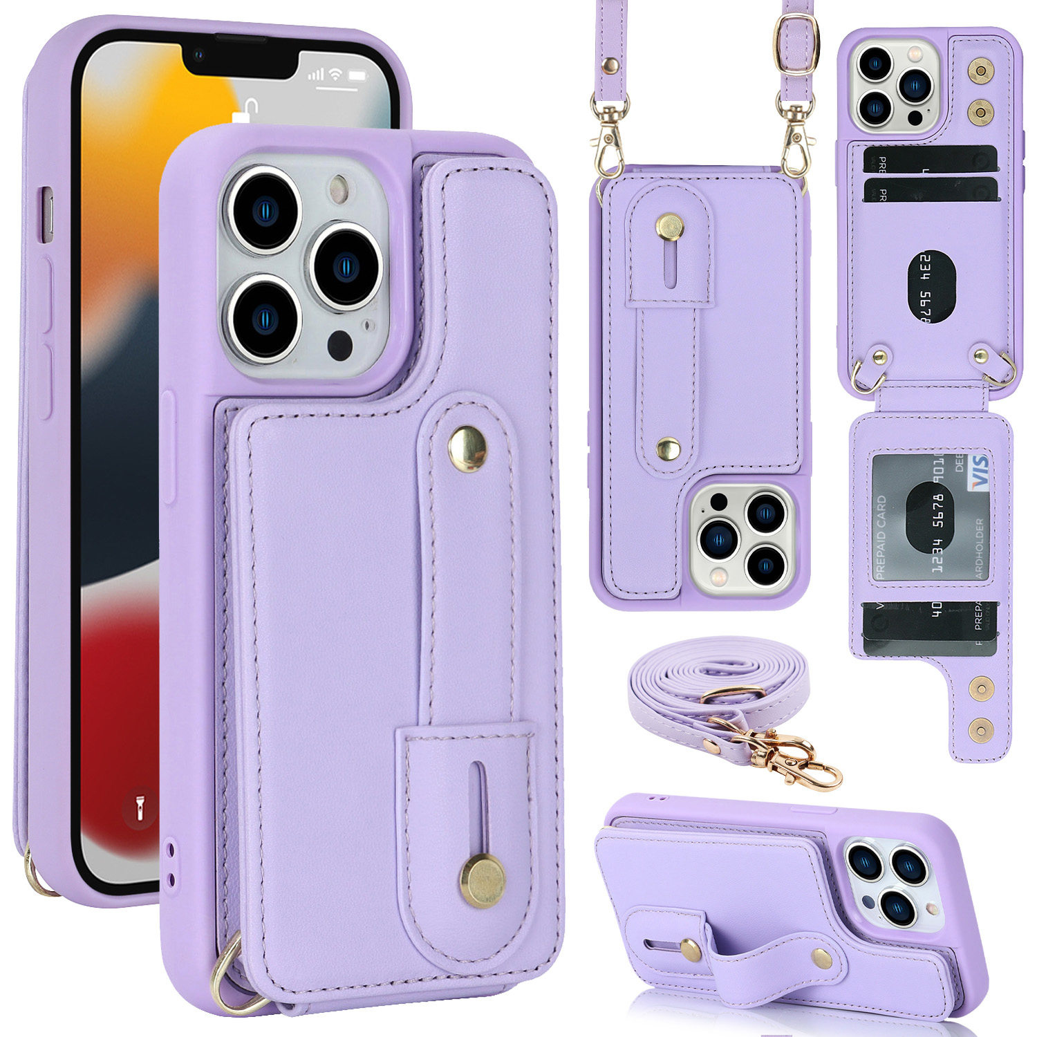 Für Iphone 15 Pro PU Leder Beschichtete TPU -telefonabdeckungskarten -slots Kickstand Hülle Mit Schultergurt - Lila, iPhone 15 Pro
Für Iphone 15 Pro PU Leder Beschichtete TPU -telefonabdeckungskarten -slots Kickstand Hülle Mit Schultergurt - Lila, iPhone 15 Pro