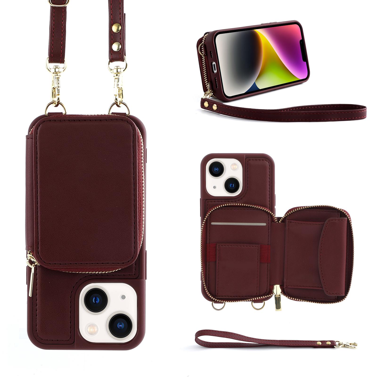 Zipper -brieftaschen -telefonhülle Für Iphone 15 Plus, Kickstand -rfid -blockierung Von PU -lederbeschichteten TPU -cover - Weinrot, iPhone 15 Plus
Zipper -brieftaschen -telefonhülle Für Iphone 15 Plus, Kickstand -rfid -blockierung Von PU -lederbeschichteten TPU -cover - Weinrot, iPhone 15 Plus