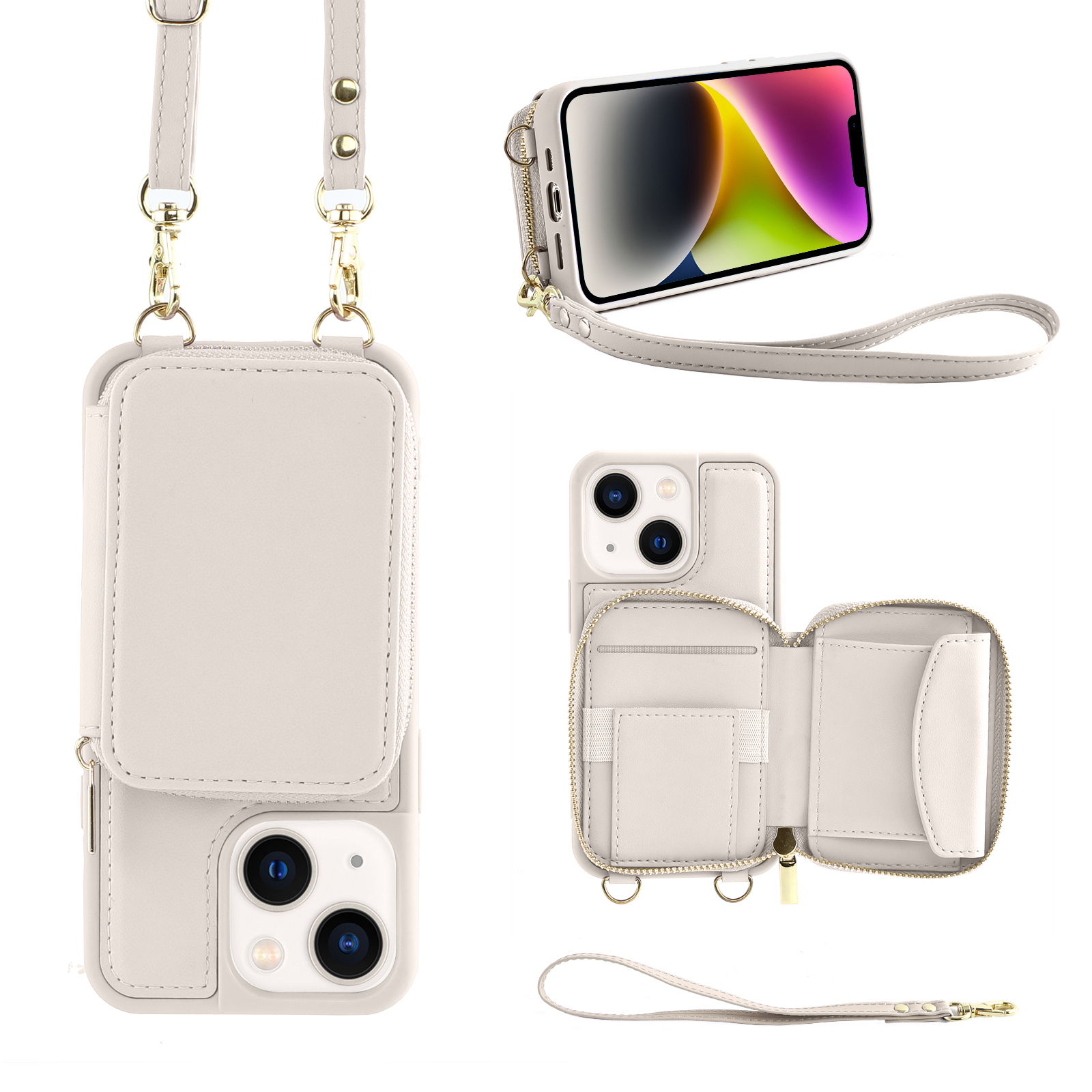 Zipper -brieftasche RFID Blocking Phone Hülle Für Iphone 15, PU -lederbeschichtete TPU -kickständer Cover - Weiß, iPhone 15
Zipper -brieftasche RFID Blocking Phone Hülle Für Iphone 15, PU -lederbeschichtete TPU -kickständer Cover - Weiß, iPhone 15