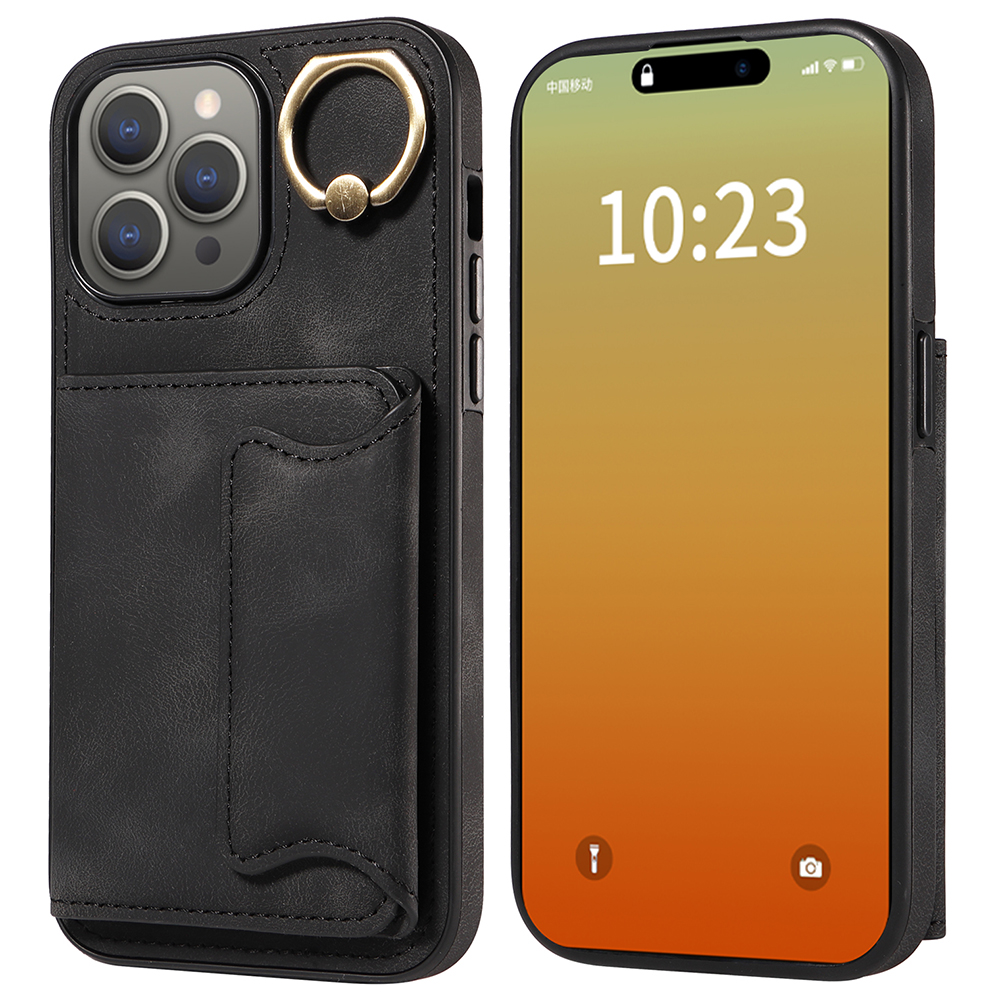 001 Ring-kickstand-hülle Für Iphone 15 Pro Max PU+TPU Wallet Phone Case Skin-Touch Schockdcover - Schwarz, iPhone 15 Pro Max
001 Ring-kickstand-hülle Für Iphone 15 Pro Max PU+TPU Wallet Phone Case Skin-Touch Schockdcover - Schwarz, iPhone 15 Pro Max