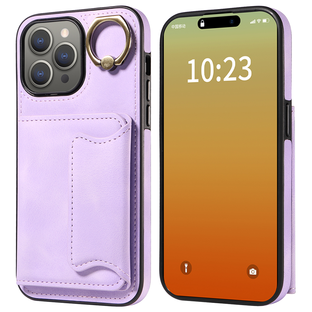 001 Ring-kickstand-hülle Für Iphone 15 Pro Max PU+TPU Wallet Phone Case Skin-Touch Schockdcover - Helles Lila, iPhone 15 Pro Max
001 Ring-kickstand-hülle Für Iphone 15 Pro Max PU+TPU Wallet Phone Case Skin-Touch Schockdcover - Helles Lila, iPhone 15 Pro Max