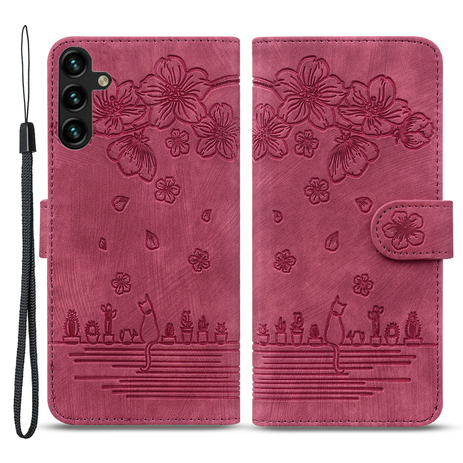 PU Leder Brieftasche Hülle Für Samsung Galaxy S23 fe Cat Flower Printed Phone Stand Cover Mit Riemen - Weinrot, Galaxy S23 FE
PU Leder Brieftasche Hülle Für Samsung Galaxy S23 fe Cat Flower Printed Phone Stand Cover Mit Riemen - Weinrot, Galaxy S23 FE