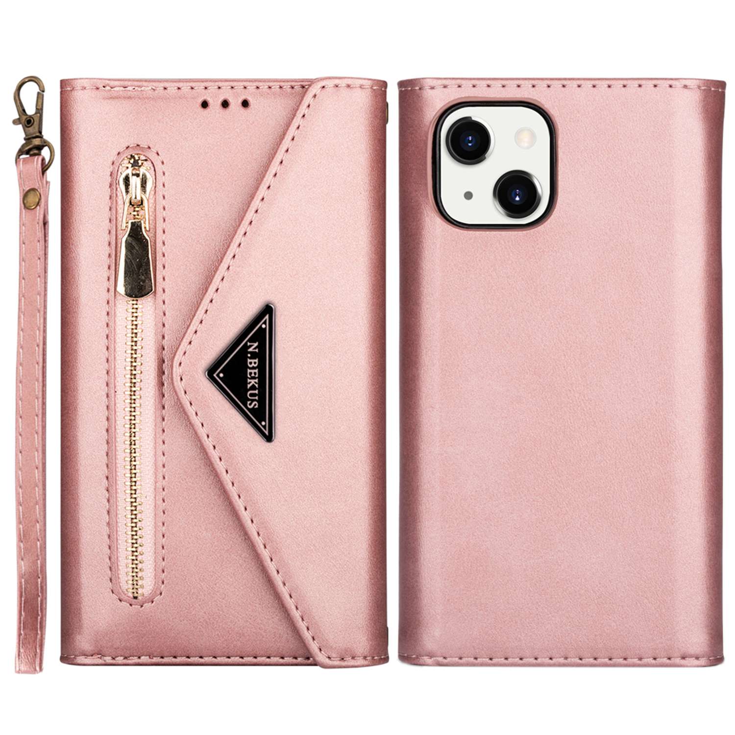 n. Bekus Für Iphone 15 Plus Wallet Leather Phone Hülle Reißverschlusspocket -ständer Mit Kurzem + Langen Riemen - Roségold, iPhone 15 Plus
n. Bekus Für Iphone 15 Plus Wallet Leather Phone Hülle Reißverschlusspocket -ständer Mit Kurzem + Langen Riemen - Roségold, iPhone 15 Plus