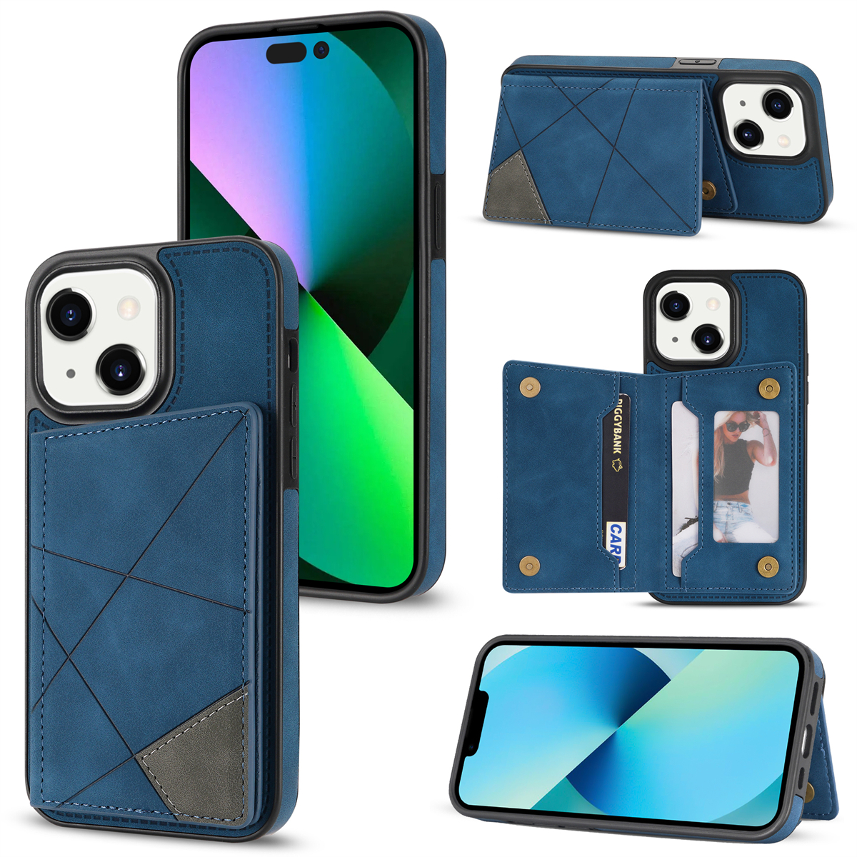 Für Das Iphone 15 Kartenpocket Kickstand PU Leder+tpu Back Case Line Splicing Spruding Phone Hülle - Blau, iPhone 15
Für Das Iphone 15 Kartenpocket Kickstand PU Leder+tpu Back Case Line Splicing Spruding Phone Hülle - Blau, iPhone 15