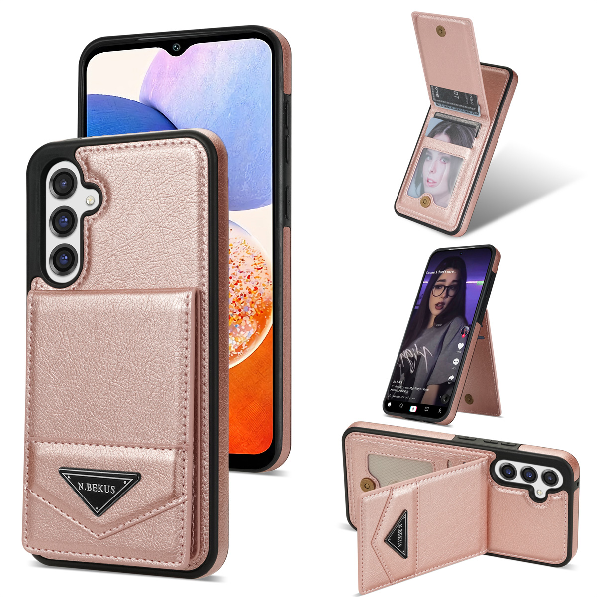 n. Bekus Für Samsung Galaxy A14 5G / A14 4G Kickstand Cover RFID -blockierkartenhalter PU Leder+tpu -telefonhülle - Rosa, Galaxy A14 5G
n. Bekus Für Samsung Galaxy A14 5G / A14 4G Kickstand Cover RFID -blockierkartenhalter PU Leder+tpu -telefonhülle - Rosa, Galaxy A14 5G