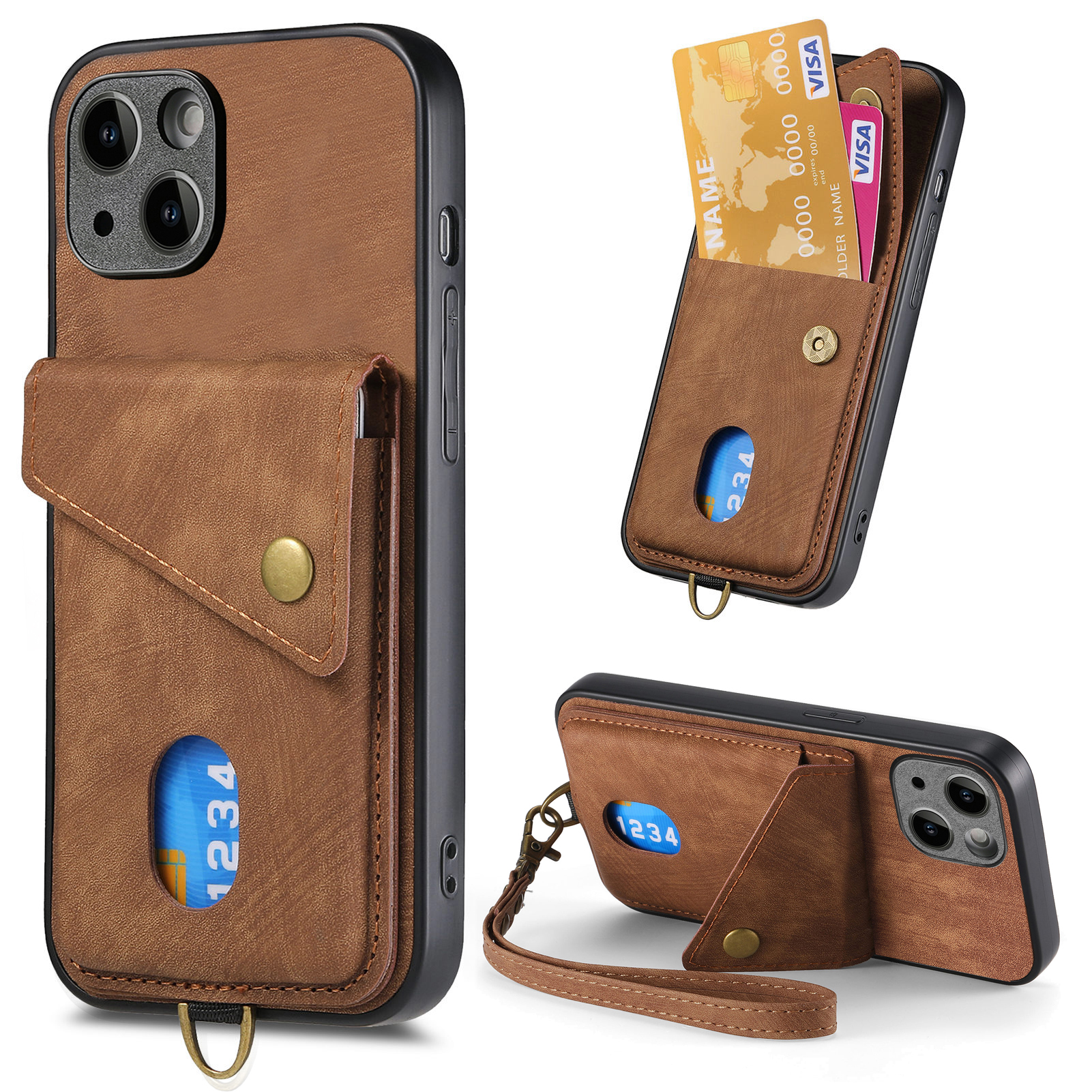 Kartenhalter Telefon Kickstand Hülle Für Iphone 15, Retro PU -leder -pc+tpu -telefonabdeckung - Braun, iPhone 15
Kartenhalter Telefon Kickstand Hülle Für Iphone 15, Retro PU -leder -pc+tpu -telefonabdeckung - Braun, iPhone 15