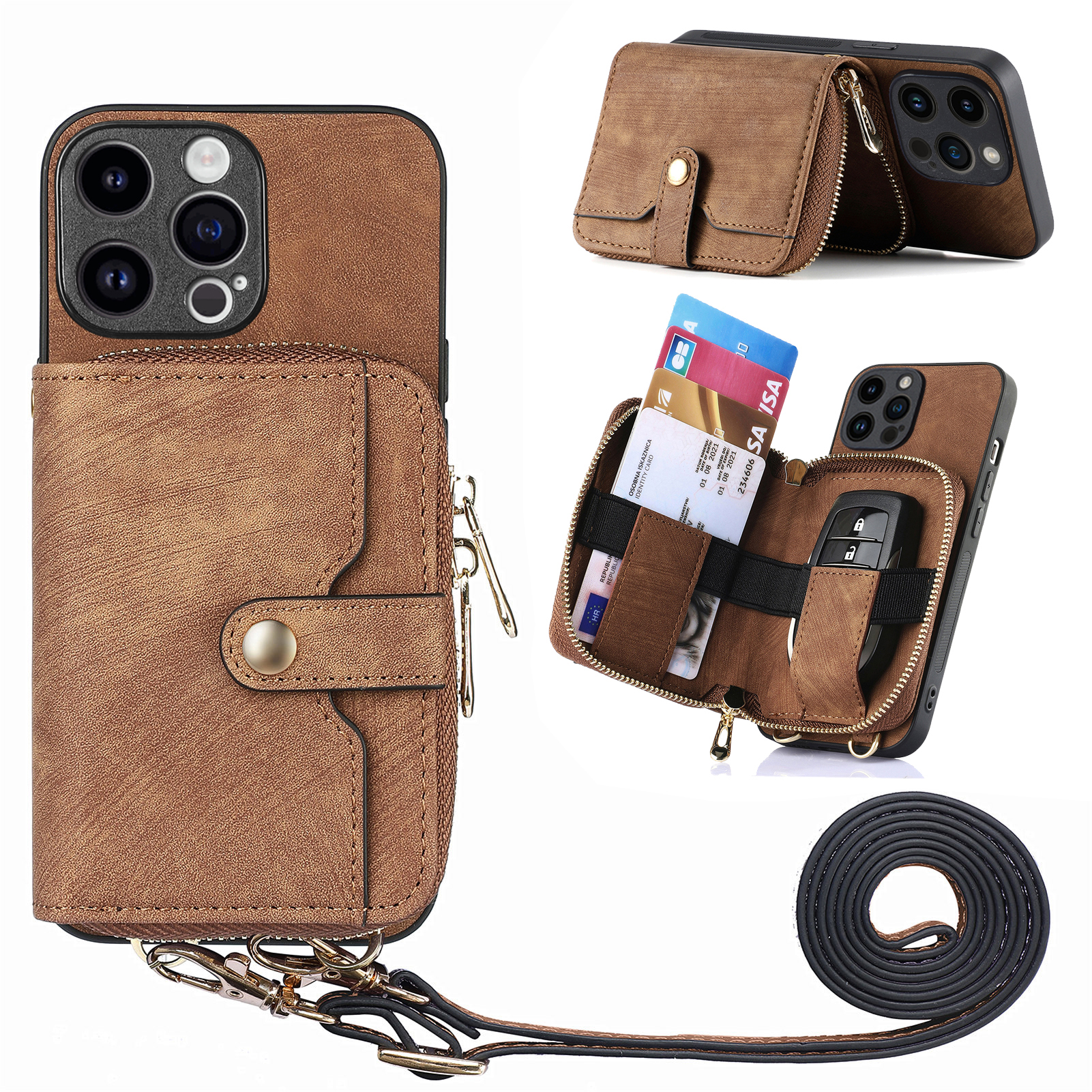 Kickstand -hülle Für Iphone 15 Pro, Reißverschluss Brieftasche PU Leder+pc+tpu -telefonabdeckung Mit Lanyard - Braun, iPhone 15 Pro
Kickstand -hülle Für Iphone 15 Pro, Reißverschluss Brieftasche PU Leder+pc+tpu -telefonabdeckung Mit Lanyard - Braun, iPhone 15 Pro