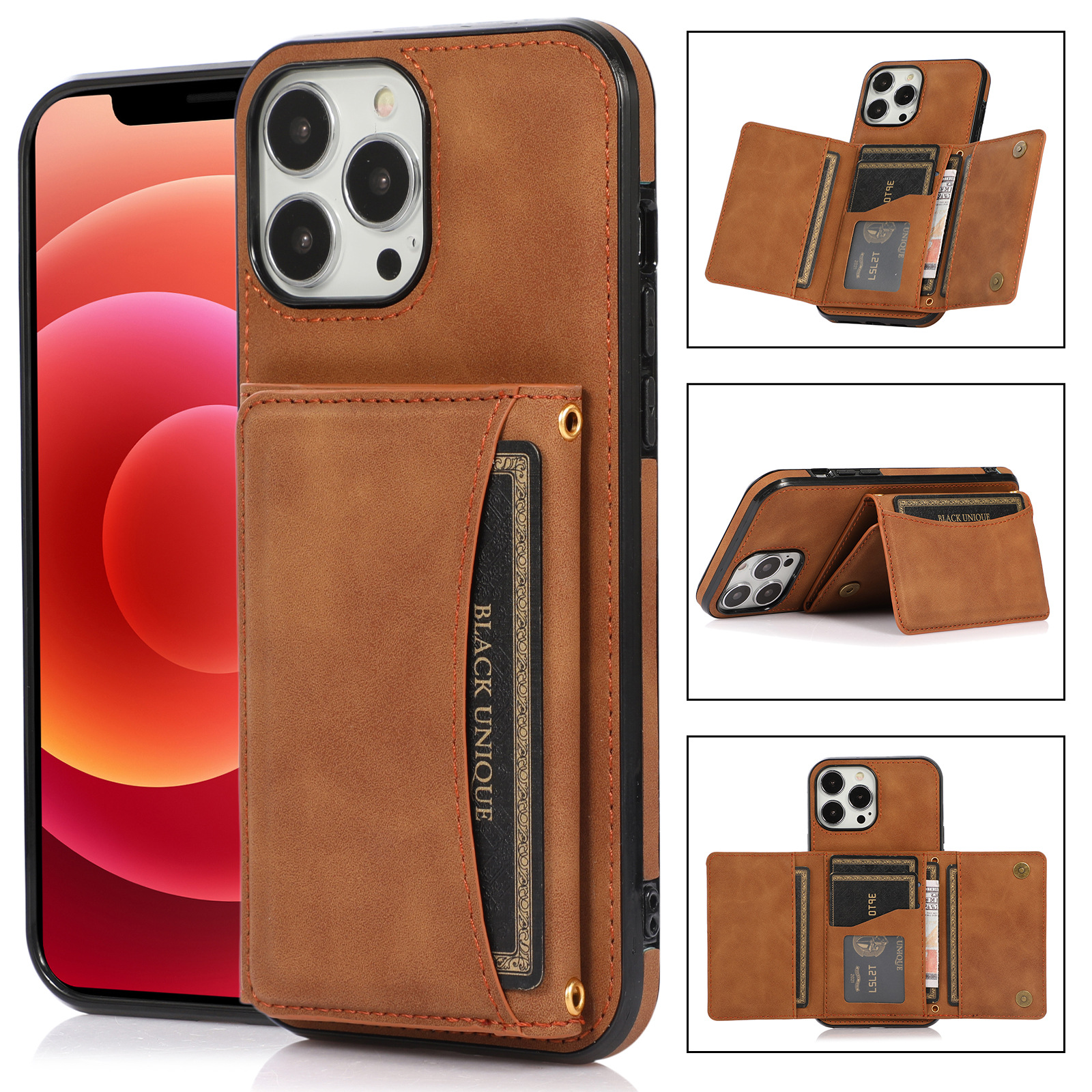 Brieftasche Telefonhülle Für Iphone 15 Pro Max, PU -leder -beschichtete TPU -kickstand -telefonabdeckung - Braun, iPhone 15 Pro Max
Brieftasche Telefonhülle Für Iphone 15 Pro Max, PU -leder -beschichtete TPU -kickstand -telefonabdeckung - Braun, iPhone 15 Pro Max