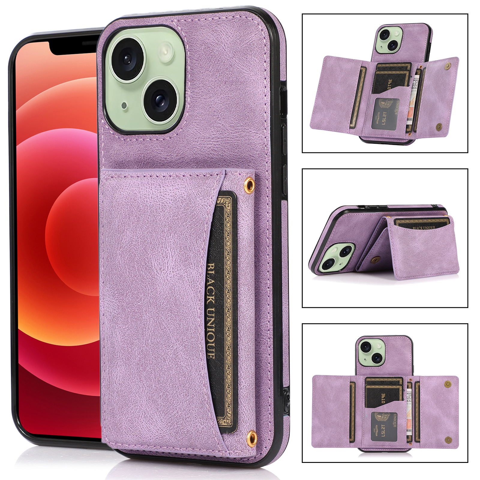 Brieftasche PU Lederbeschichtete TPU -hülle Für Iphone 15 Plus, Schütze Zur Schutzhelfer - Lila, iPhone 15 Plus
Brieftasche PU Lederbeschichtete TPU -hülle Für Iphone 15 Plus, Schütze Zur Schutzhelfer - Lila, iPhone 15 Plus
