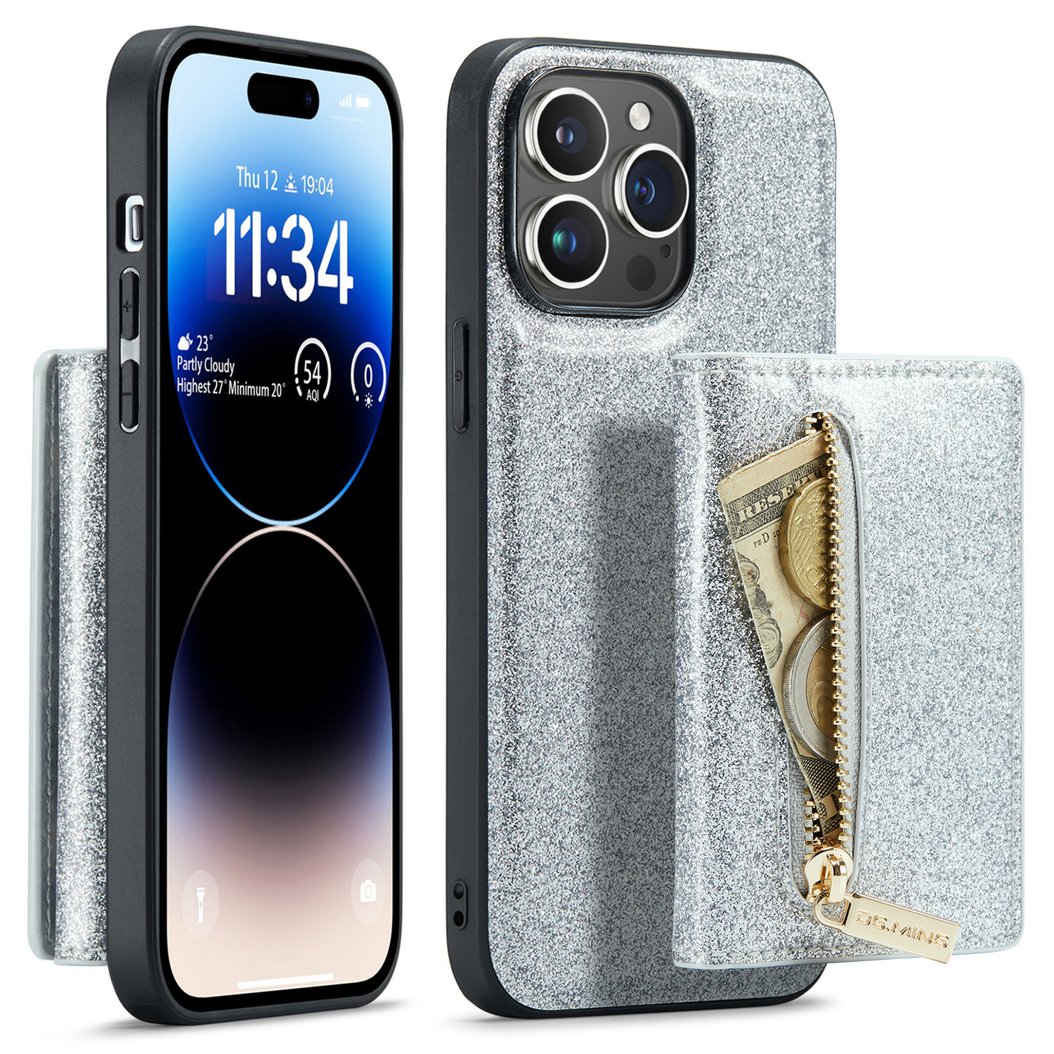 Dg. Ming M3 -serie Für Iphone 15 Pro Max Magnetabendbare Abdeckung Glitzer Lederbeschichteter PC+TPU -brieftet -kickstand -telefonhülle - Silber, iPhone 15 Pro Max
Dg. Ming M3 -serie Für Iphone 15 Pro Max Magnetabendbare Abdeckung Glitzer Lederbeschichteter PC+TPU -brieftet -kickstand -telefonhülle - Silber, iPhone 15 Pro Max