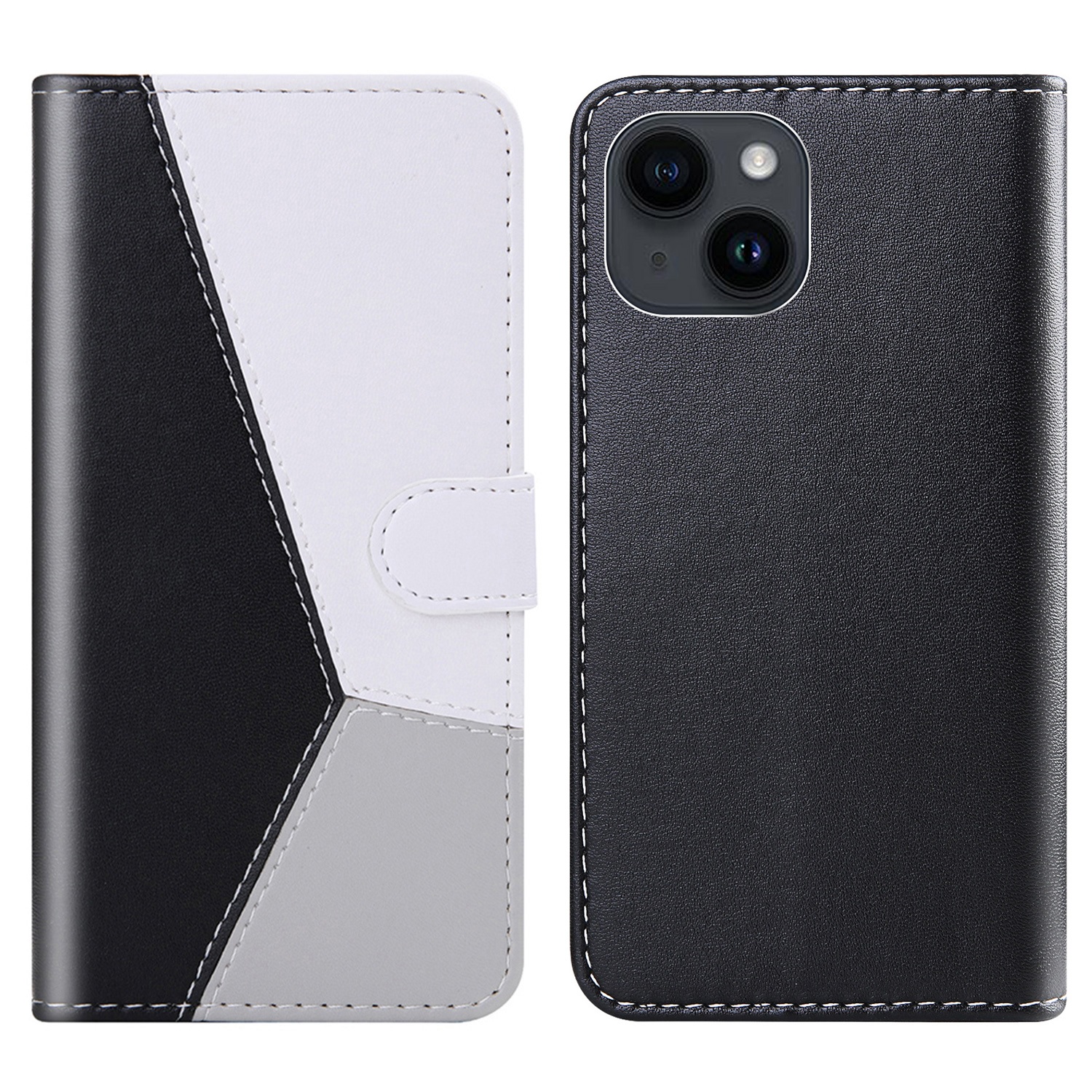 PU Leder-brieftaschenhülle Für Iphone 15, Dreifarbige Spleißständer Telefonabdeckung - Schwarz / Weiß / Grau, iPhone 15
PU Leder-brieftaschenhülle Für Iphone 15, Dreifarbige Spleißständer Telefonabdeckung - Schwarz / Weiß / Grau, iPhone 15