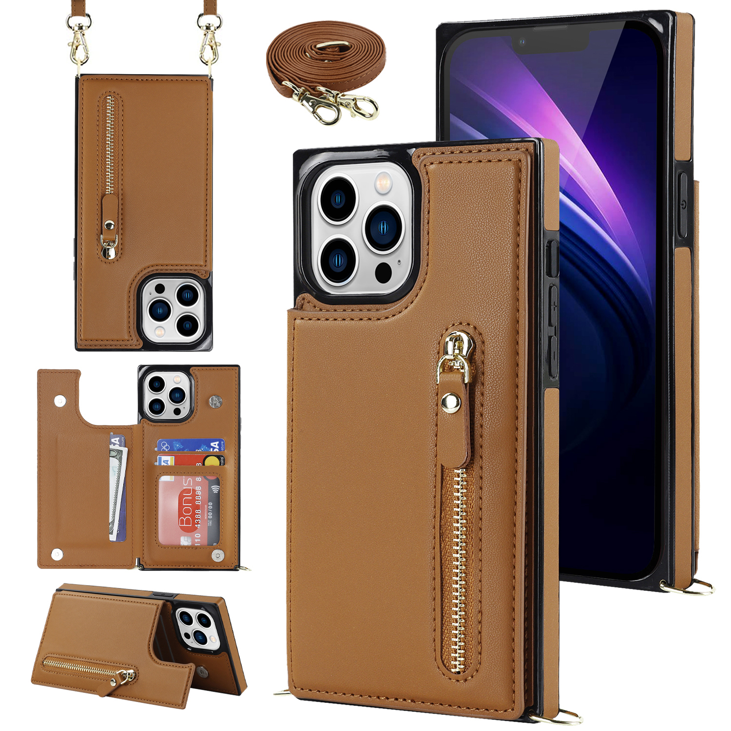 Tpu+pu-telefonhülle Für Iphone 15 Pro Anti-scratch-kickständer Brieftach-telefonabdeckung Mit Schultergurt - Braun, iPhone 15 Pro
Tpu+pu-telefonhülle Für Iphone 15 Pro Anti-scratch-kickständer Brieftach-telefonabdeckung Mit Schultergurt - Braun, iPhone 15 Pro