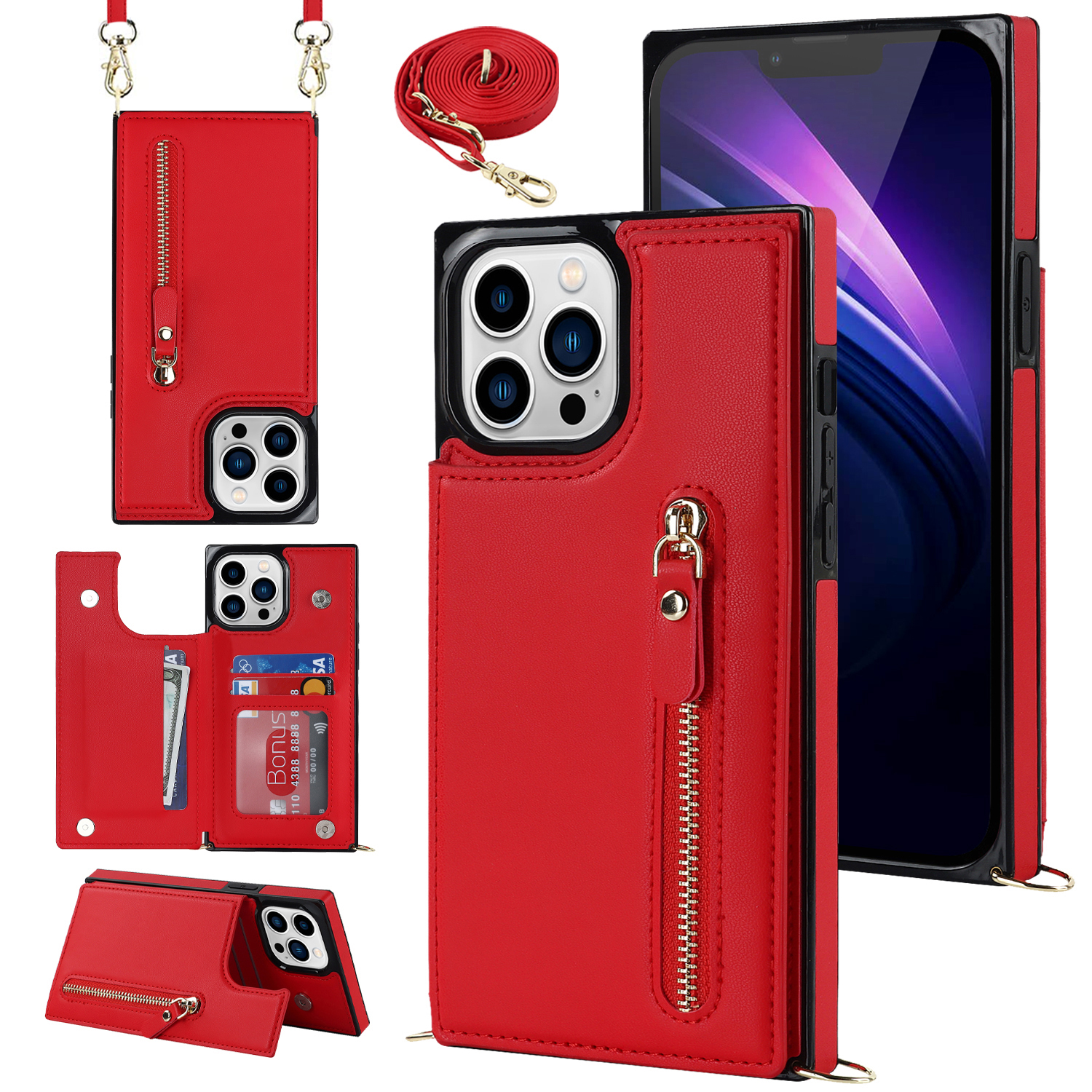Für Das Iphone 15 Pro Max RFID Blocking Phone Case TPU+PU Kickstand Wallet -telefonabdeckung Mit Schultergurt - Rot, iPhone 15 Pro Max
Für Das Iphone 15 Pro Max RFID Blocking Phone Case TPU+PU Kickstand Wallet -telefonabdeckung Mit Schultergurt - Rot, iPhone 15 Pro Max