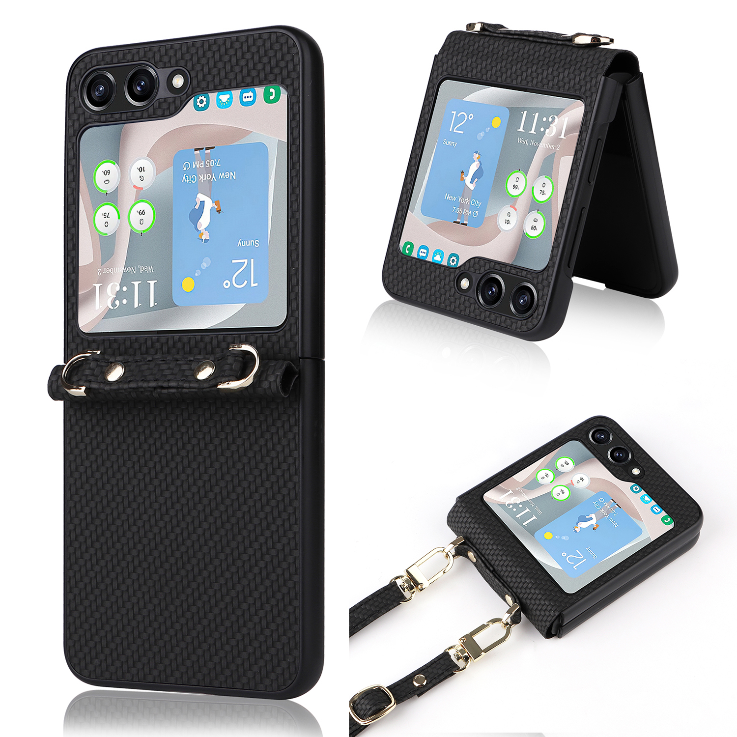 Gewebter Textur Telefonabdeckung Für Samsung Galaxy Z Flip5 5G Anti-Scratch Pu+pc-telefonhülle Mit Einstellbarem Lanyard - Schwarz, Galaxy Z Flip5 5G
Gewebter Textur Telefonabdeckung Für Samsung Galaxy Z Flip5 5G Anti-Scratch Pu+pc-telefonhülle Mit Einstellbarem Lanyard - Schwarz, Galaxy Z Flip5 5G