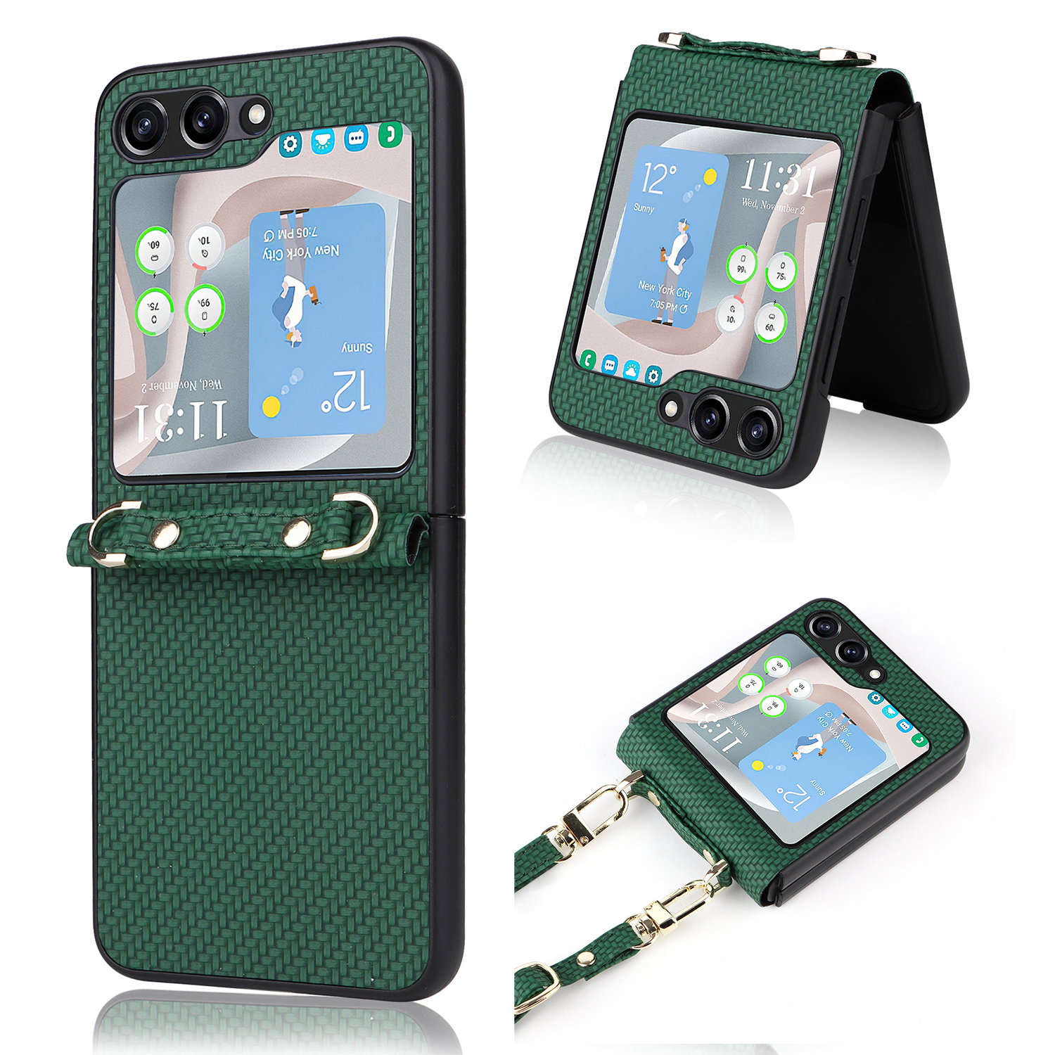Gewebter Textur Telefonabdeckung Für Samsung Galaxy Z Flip5 5G Anti-Scratch Pu+pc-telefonhülle Mit Einstellbarem Lanyard - Grün, Galaxy Z Flip5 5G
Gewebter Textur Telefonabdeckung Für Samsung Galaxy Z Flip5 5G Anti-Scratch Pu+pc-telefonhülle Mit Einstellbarem Lanyard - Grün, Galaxy Z Flip5 5G