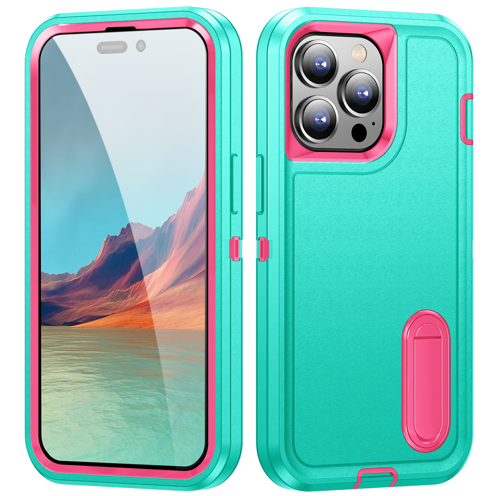 Hartes PC+Soft Tpu-telefonfall Für Iphone 15 Pro Anti-scratch-kickstand-telefonabdeckung - Cyan / Rose, iPhone 15 Pro
Hartes PC+Soft Tpu-telefonfall Für Iphone 15 Pro Anti-scratch-kickstand-telefonabdeckung - Cyan / Rose, iPhone 15 Pro
