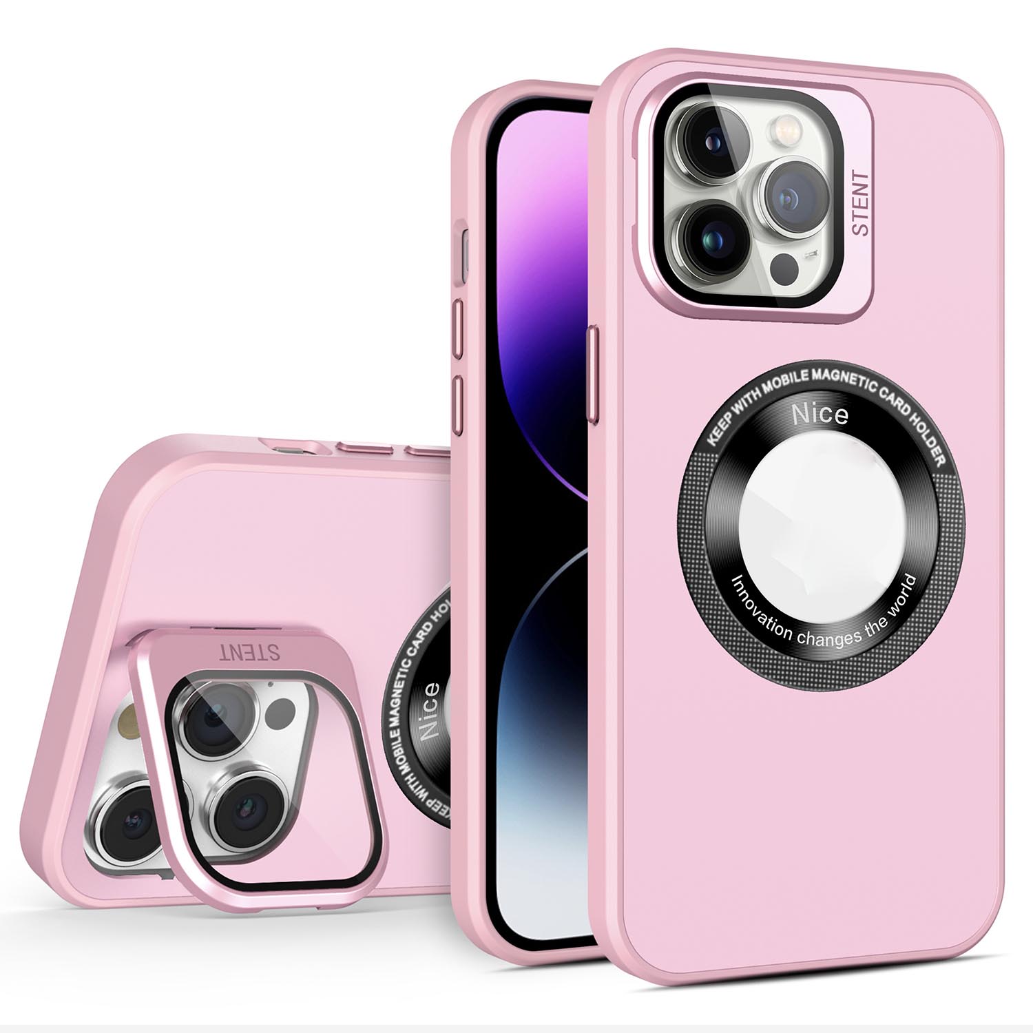 Telefonabdeckung Für Iphone 15 Pro Max Kompatibel Mit Magsafe PC+TPU+Glass Lens Film Kickstand Hülle - Rosa, iPhone 15 Pro Max
Telefonabdeckung Für Iphone 15 Pro Max Kompatibel Mit Magsafe PC+TPU+Glass Lens Film Kickstand Hülle - Rosa, iPhone 15 Pro Max